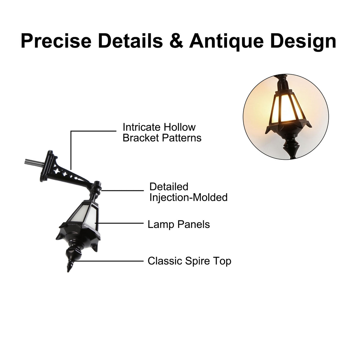 LD42 5pcs O HO Scale Model Wall Lights Vintage Hexagon Wall Mount Lantern