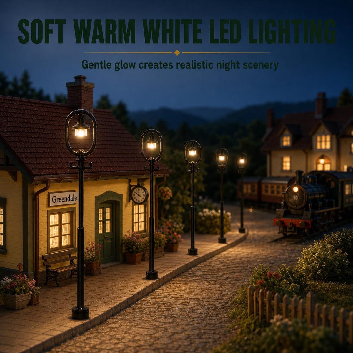 LD44 5pcs O HO N Antique Lamps Black Round Head Model Street Lights