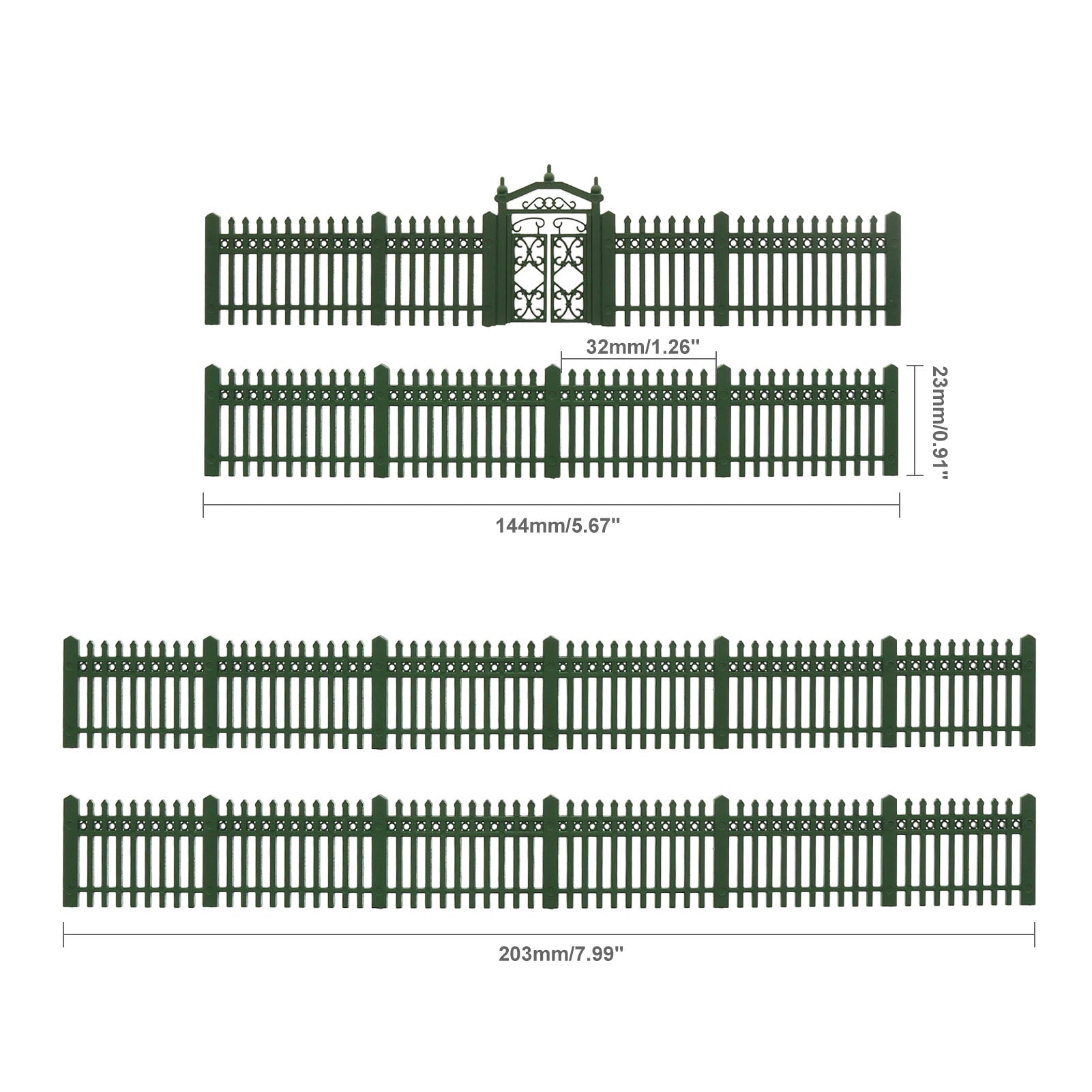 LGHOAH11 HO Scale 1:87 Model Fence with Gates Plastic Fencing with Door Kit