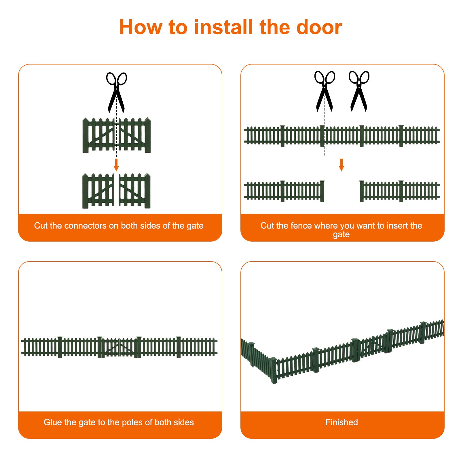 LGHOBH19 HO Scale 1:87 Model Fence with Gates Plastic Fencing with Door Kit