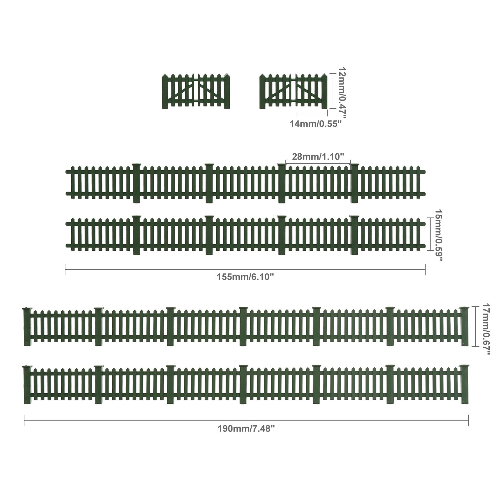 LGHOBH19 HO Scale 1:87 Model Fence with Gates Plastic Fencing with Door Kit
