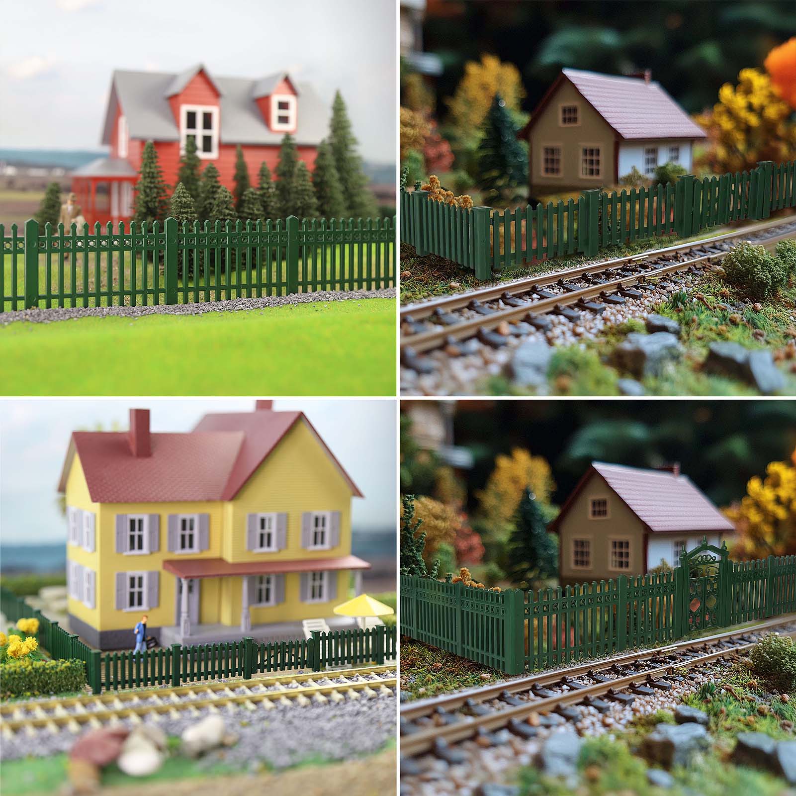 LGHOAH11 HO Scale 1:87 Model Fence with Gates Plastic Fencing with Door Kit