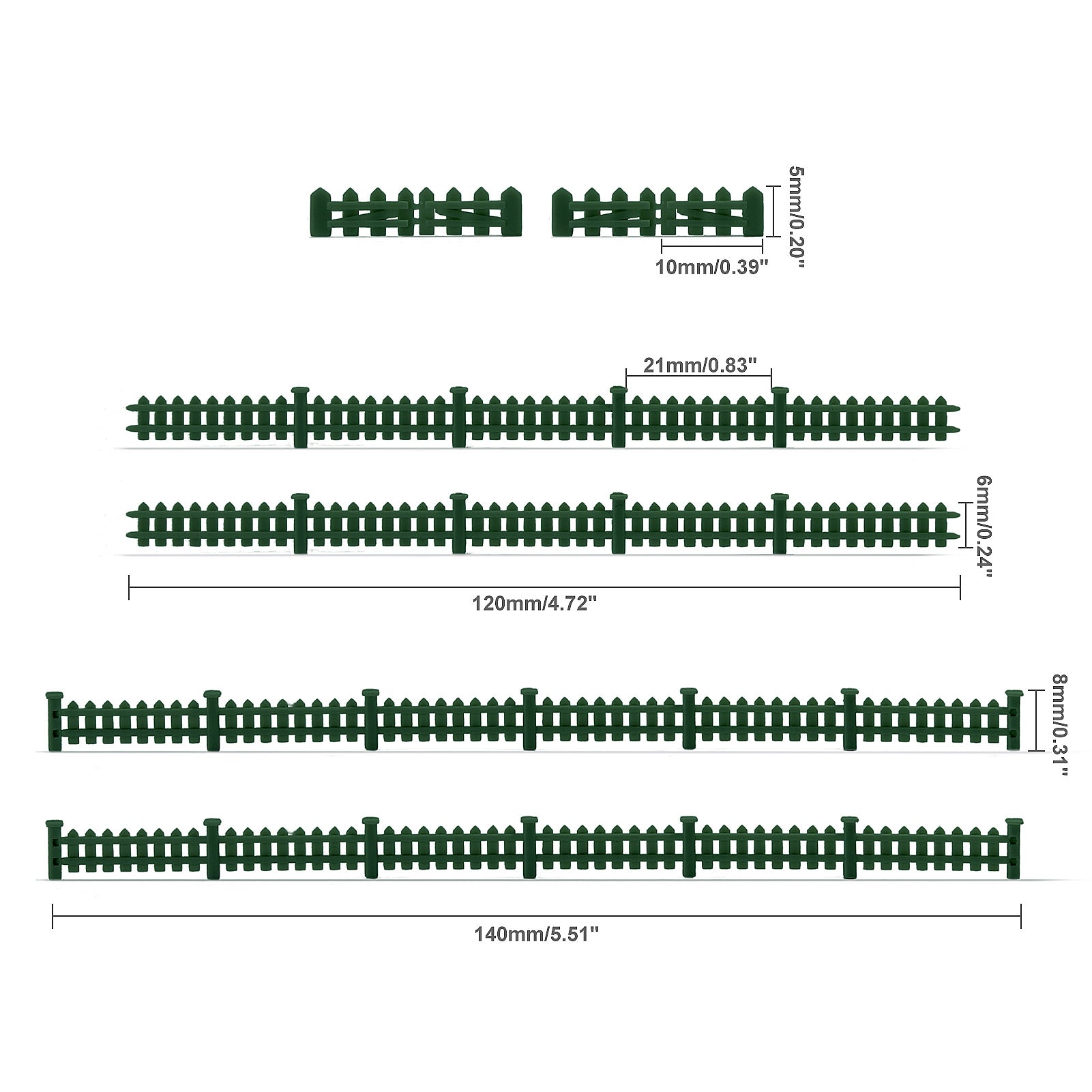 LGN 1 Unit N Scale 1:160 Painted Green Model Fence with Gates Plastic Fencing with Door Kit