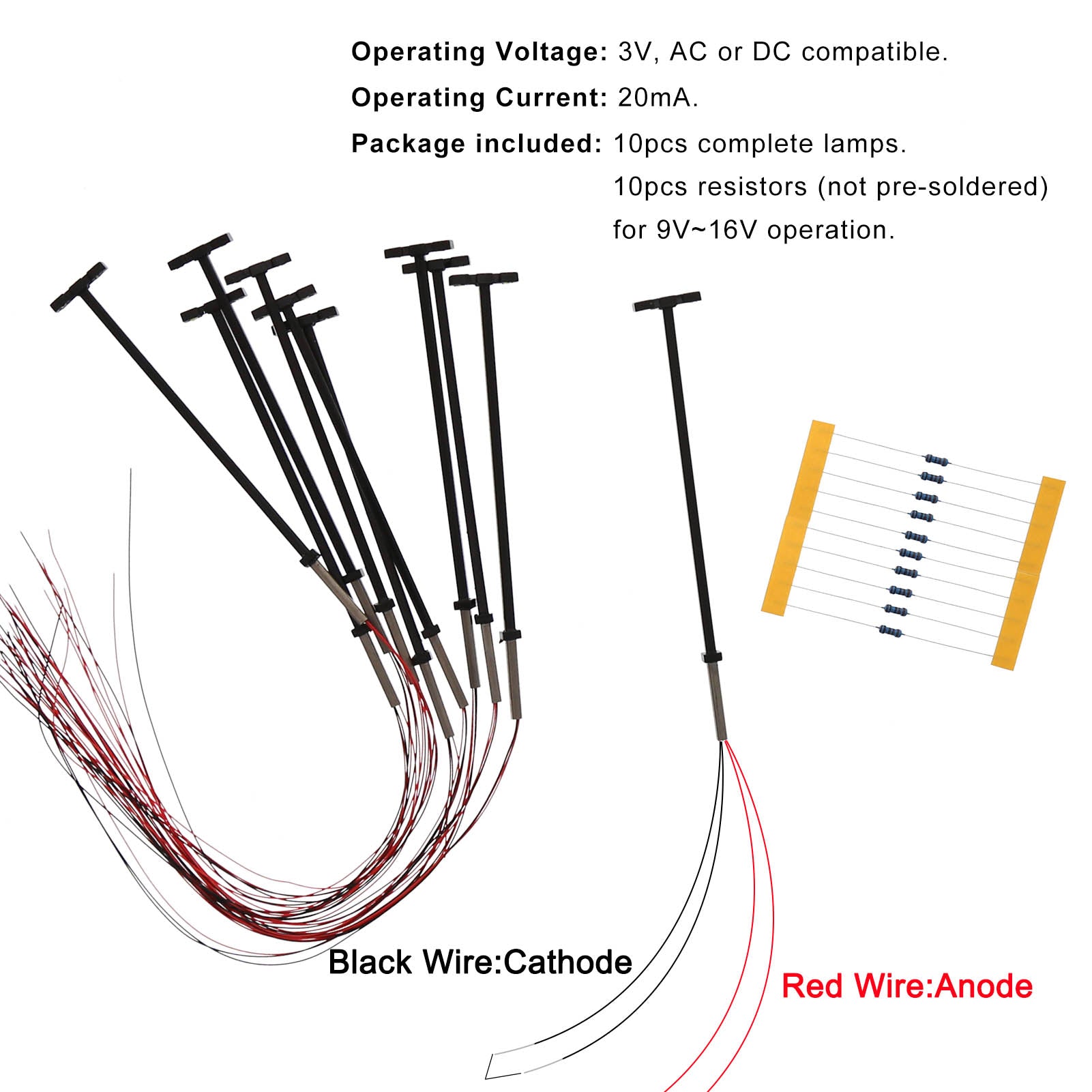 LM03 10pcs N TT HO Scale Metal Lamp Two-Heads Street Lights LED