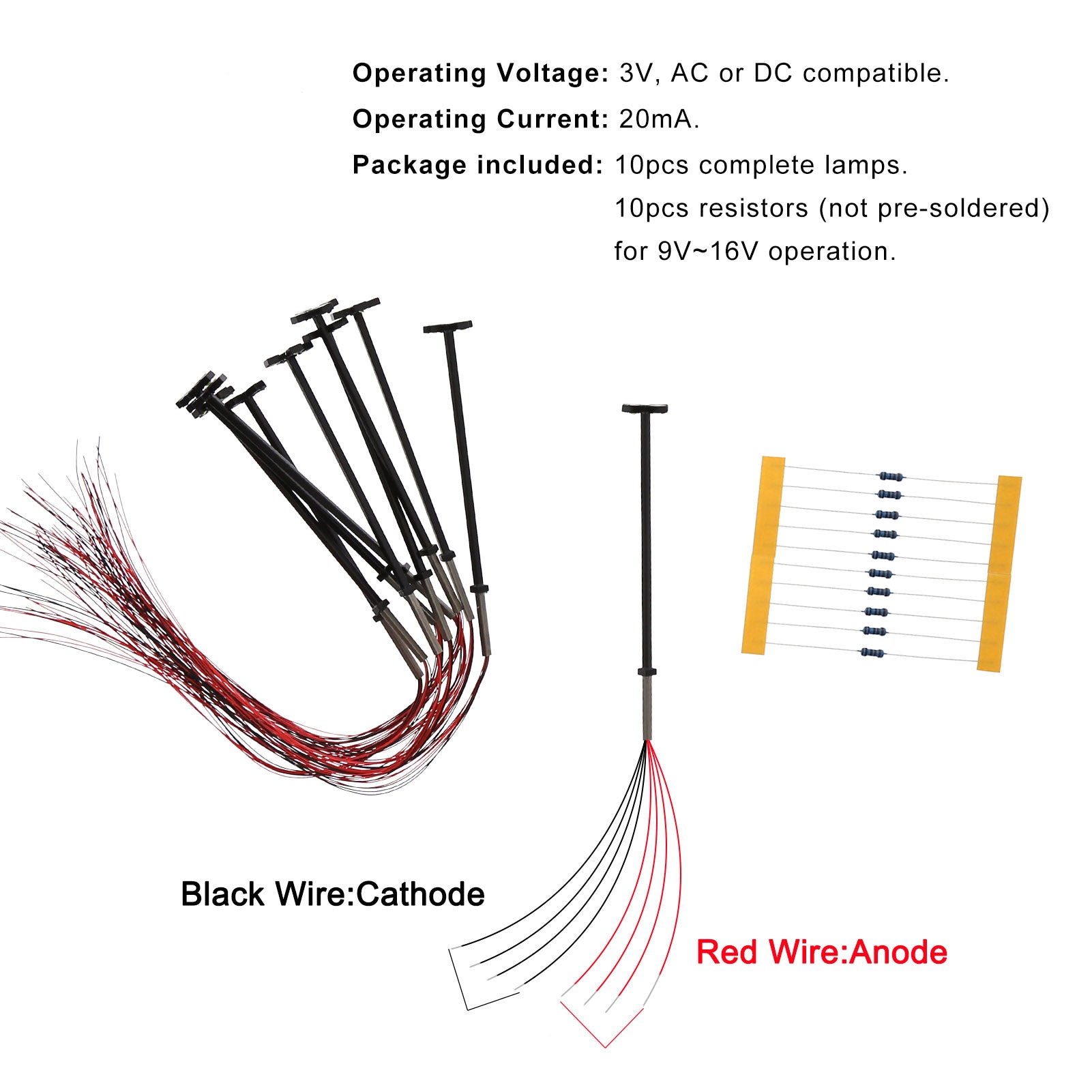 LM05 10pcs N TT Scale 1:160 Metal Lamp Street Lights LED