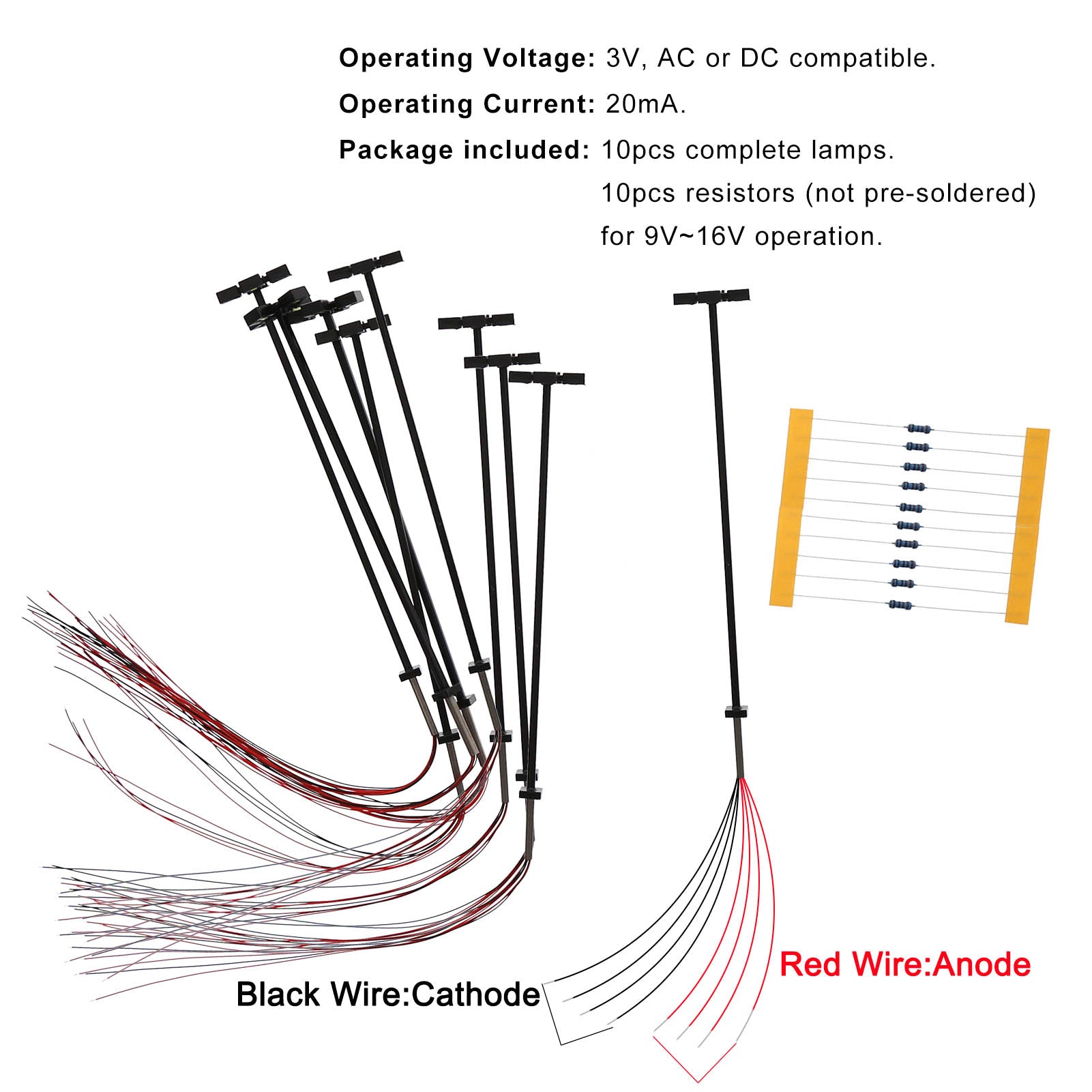 LM06 10pcs OO HO Scale Metal Lamp Four-Heads Street Lights LED