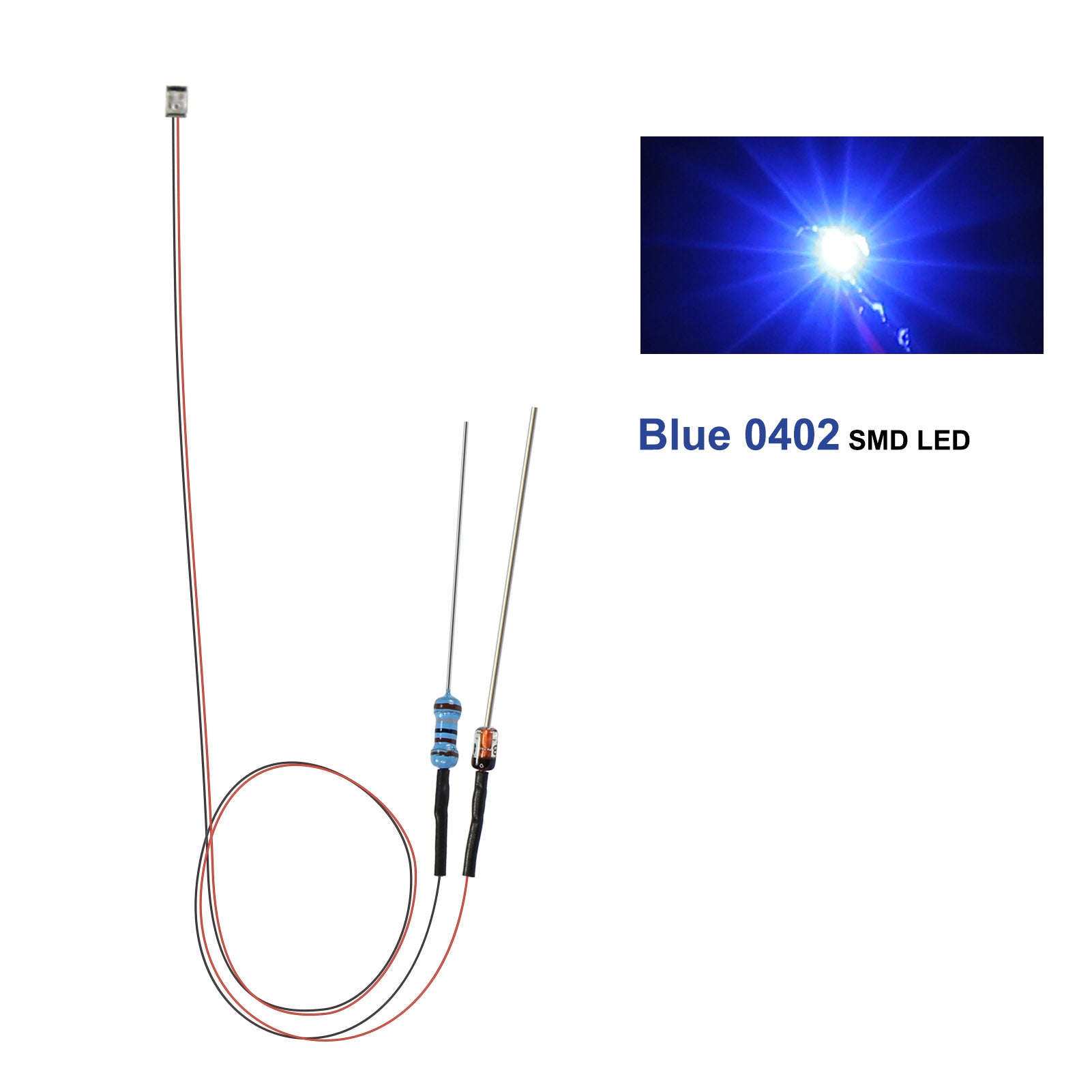 LR0402 20pcs 50cm Pre-wired Wire 0402 SMD LED Lights with Resistor Rectifier