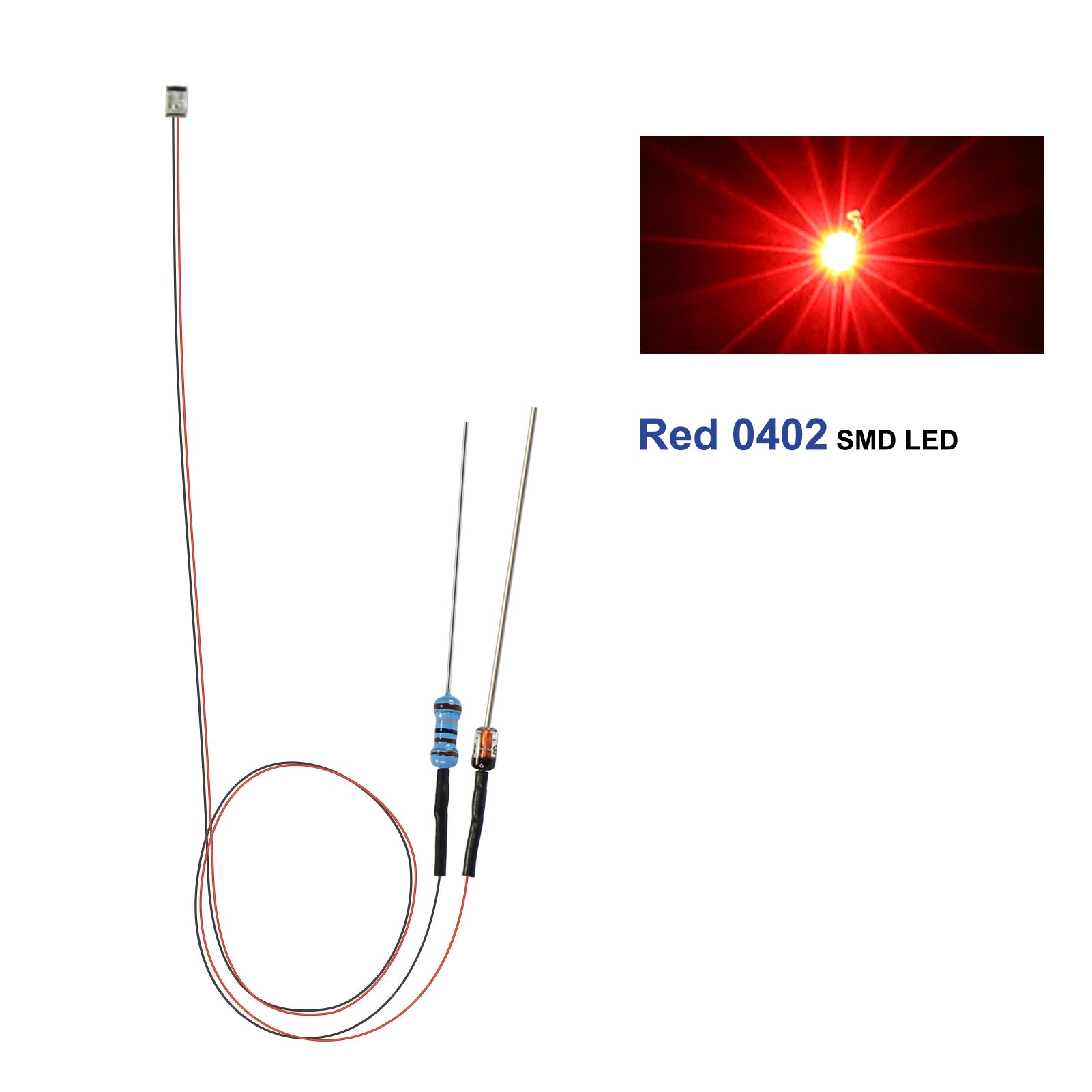 LR0402 20pcs 50cm Pre-wired Wire 0402 SMD LED Lights with Resistor Rectifier