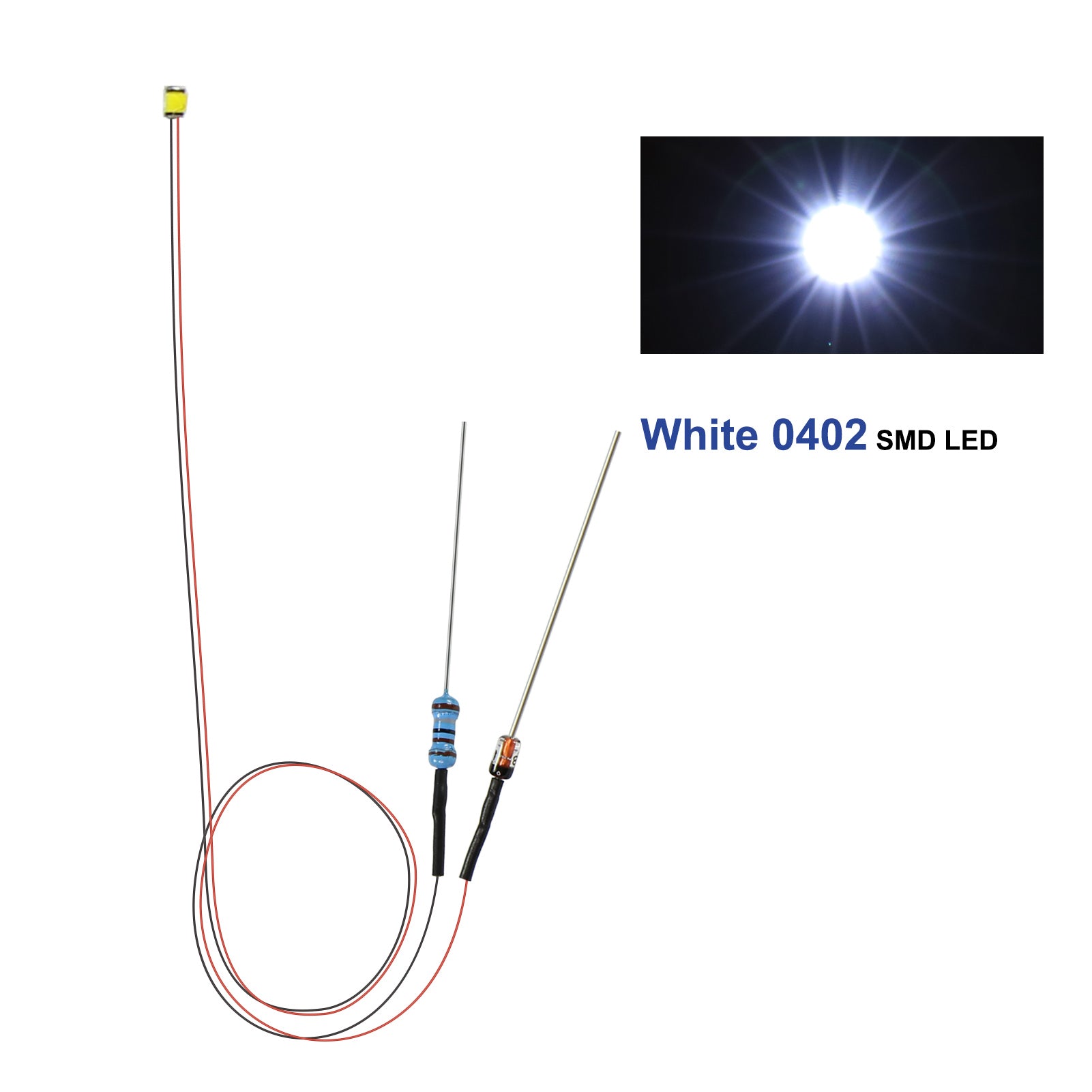 LR0402 20pcs 50cm Pre-wired Wire 0402 SMD LED Lights with Resistor Rectifier