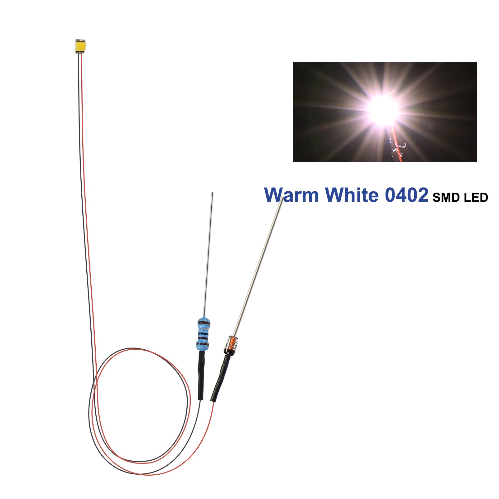 LR0402 20pcs 50cm Pre-wired Wire 0402 SMD LED Lights with Resistor Rectifier