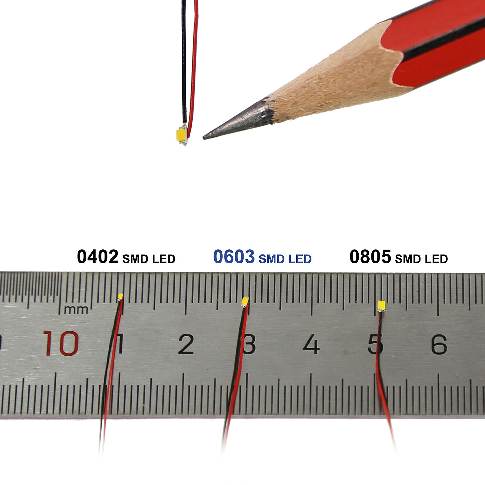 LR0603 20pcs Pre-wired 50cm Wire 0603 SMD LED Lights with Resistor Rectifier