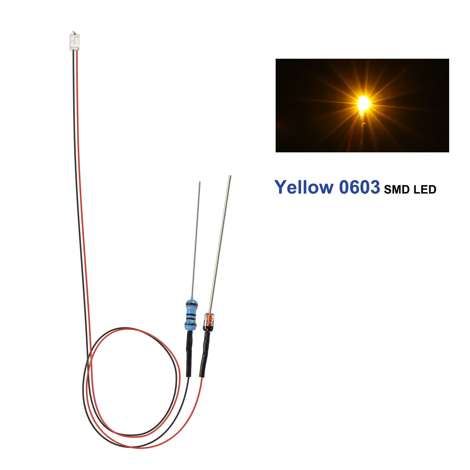 LR0603 20pcs Pre-wired 50cm Wire 0603 SMD LED Lights with Resistor Rectifier