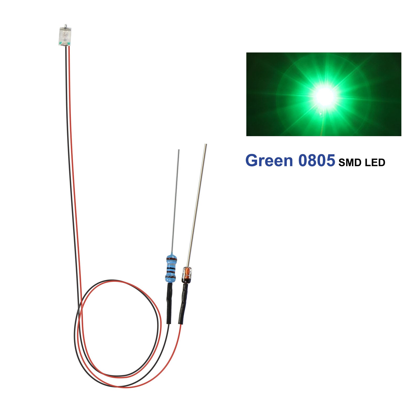 LR0805 20pcs Pre-wired 50cm Wire 0805 SMD LED Lights with Resistor Rectifier