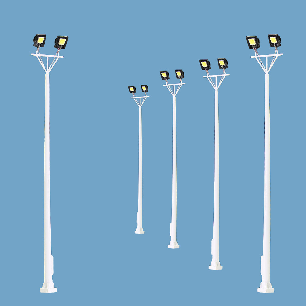 LSL07 5pcs Model Railway Plaza Lamps Two-leds Playground Lights
