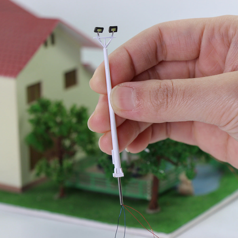 LSL07 5pcs Model Railway Plaza Lamps Two-leds Playground Lights