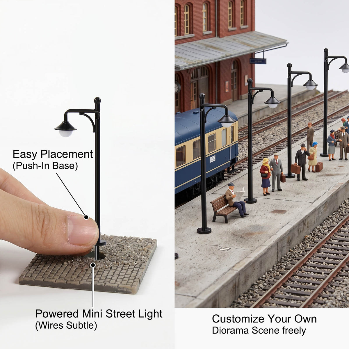LYM21 10pcs N Scale 1:160 Lamppost Street Light LED