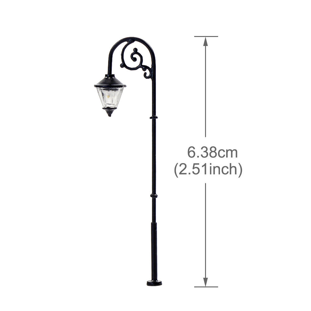 LYM57 10pcs HO Scale 1:87 Model Railway Street Lgihts Lamppost 63mm Lamp Single Head