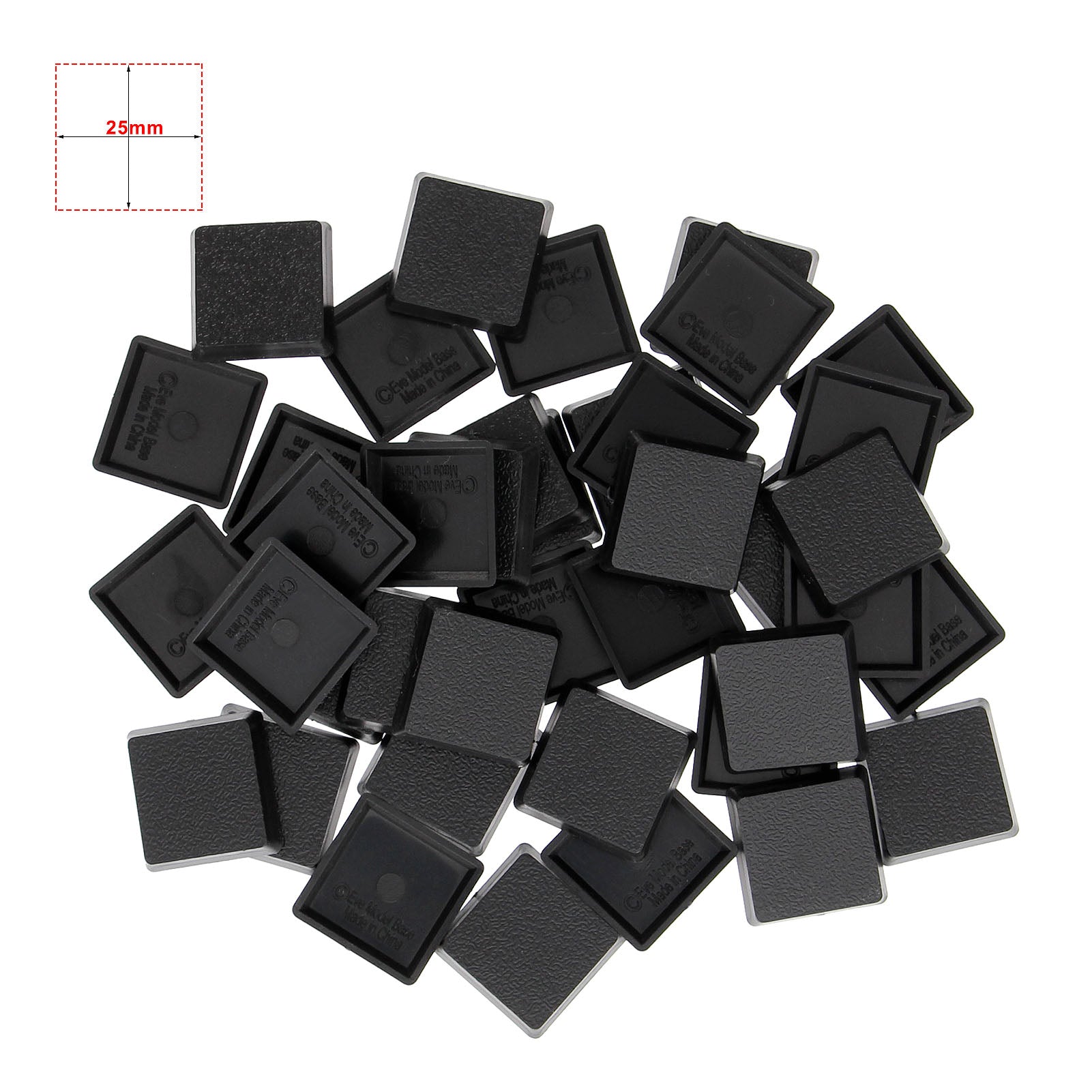 MB1025 40pcs 25mm Square Model Bases for War games Plastic Black