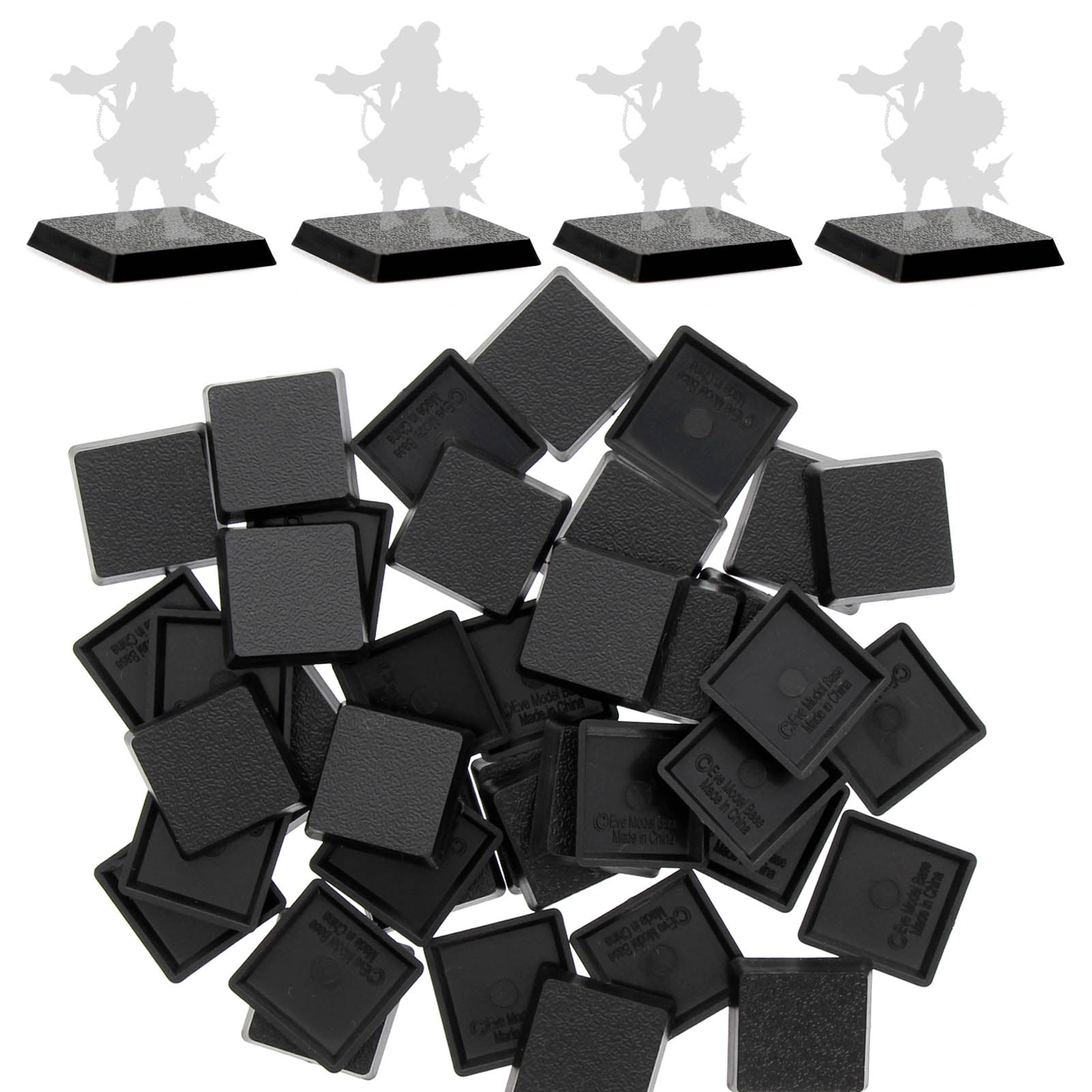 MB1025 40pcs 25mm Square Model Bases for War games Plastic Black