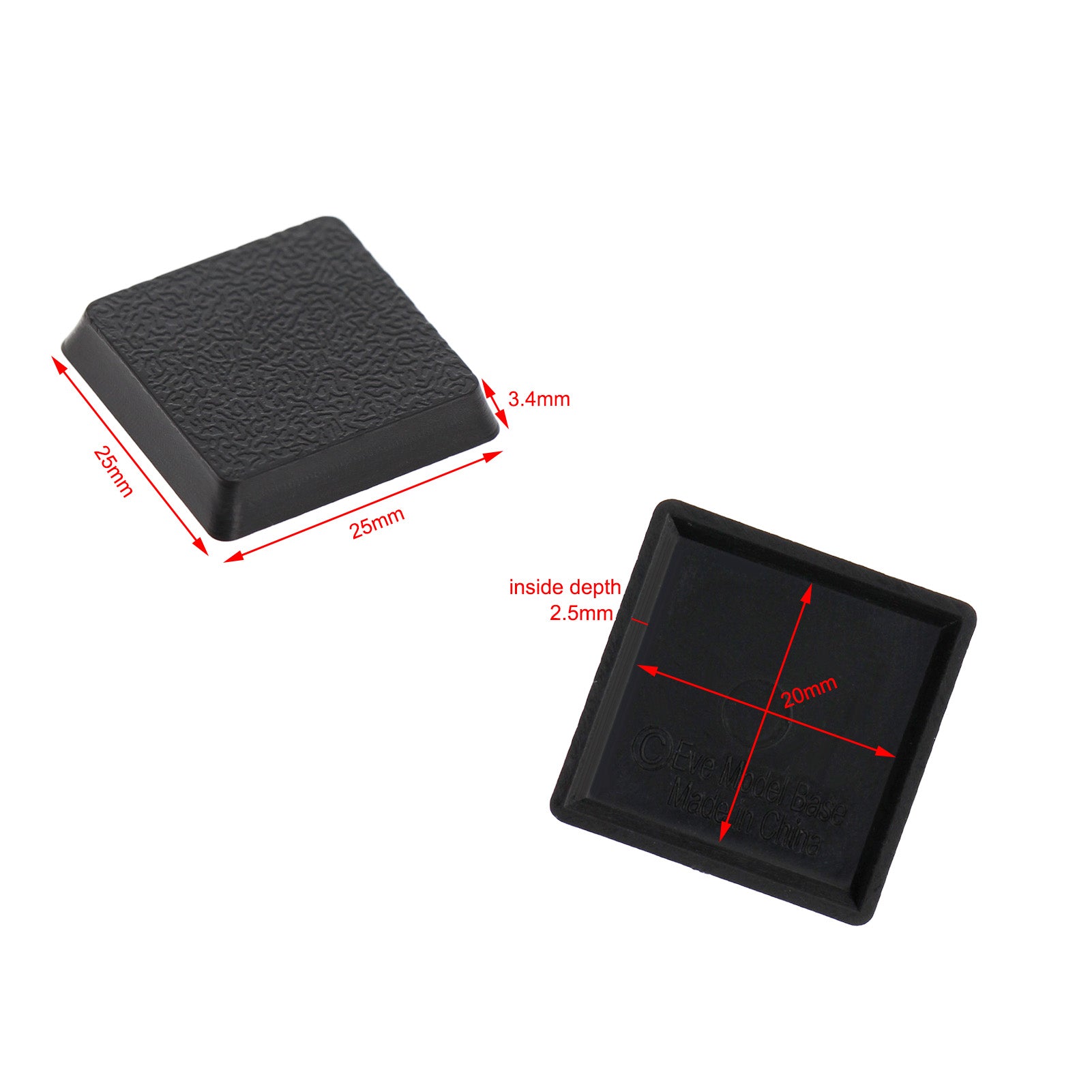 MB1025 40pcs 25mm Square Model Bases for War games Plastic Black