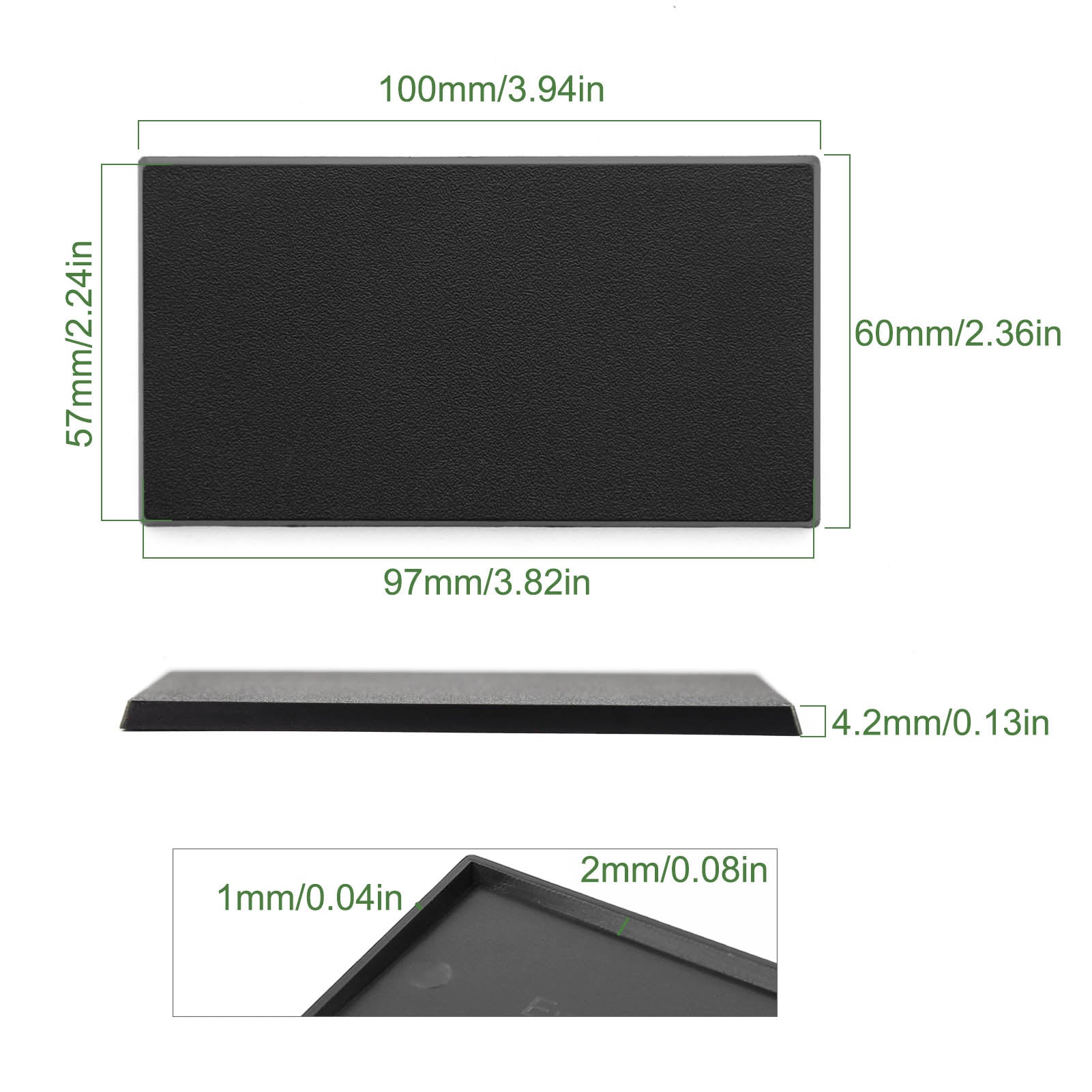 MB60100 8pcs 60mmX100mm Rectangle Bases Plastic for Wargame