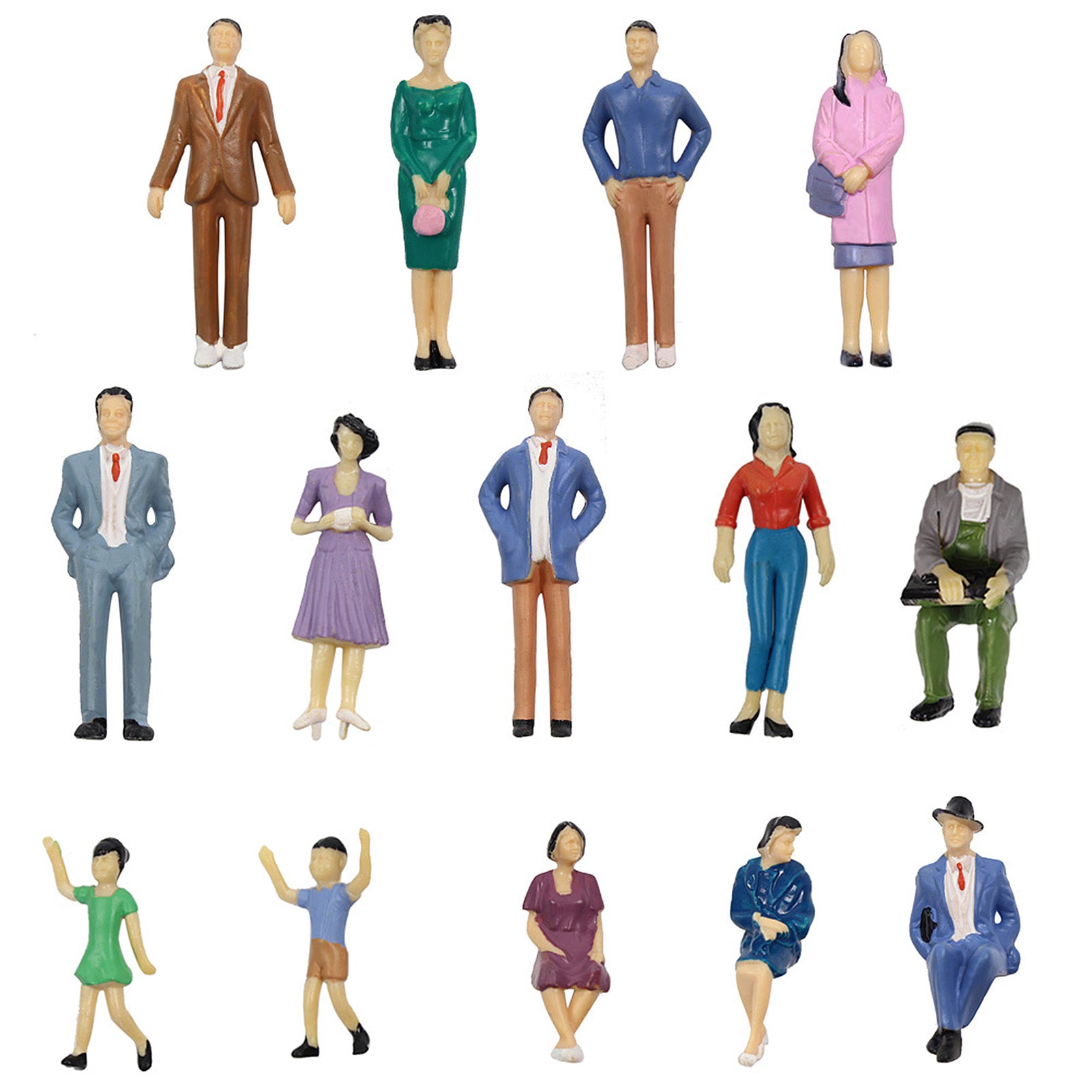 P3001 14pcs G Scale 1:30 Different Painted Figures Stanidng Sitting People Child