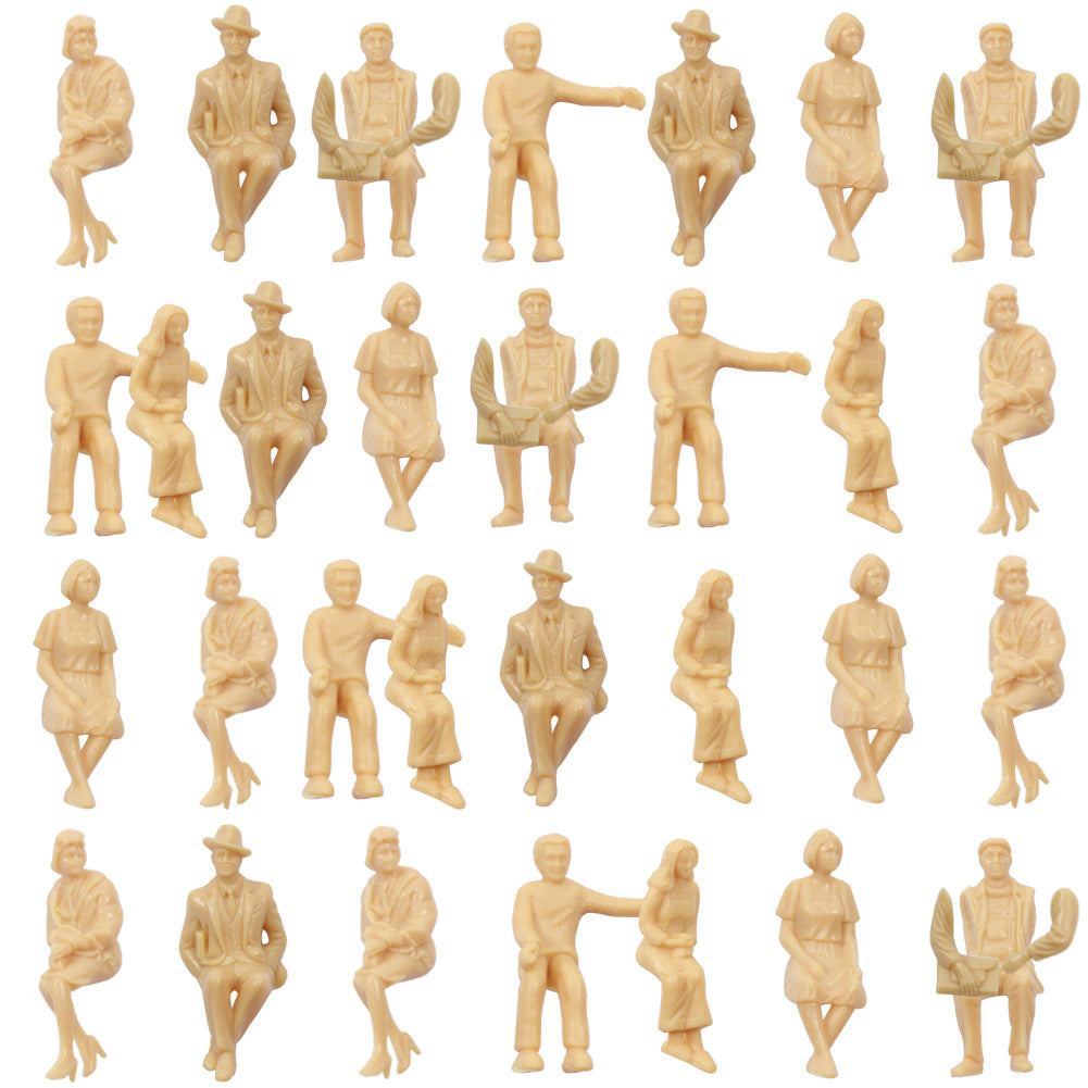 P30SB 30pcs G Scale 1:32 all Seated Unpainted Figures Skin Model People