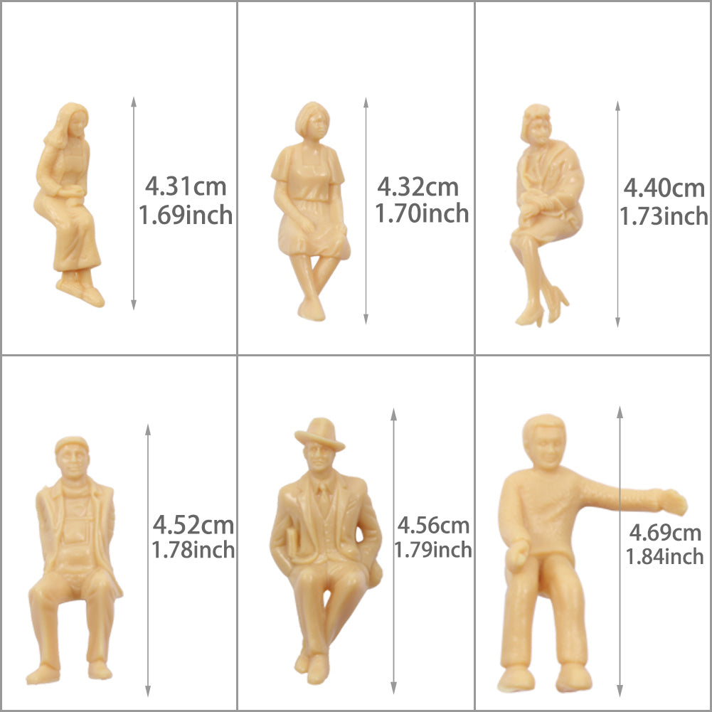 P30SB 30pcs G Scale 1:32 all Seated Unpainted Figures Skin Model People