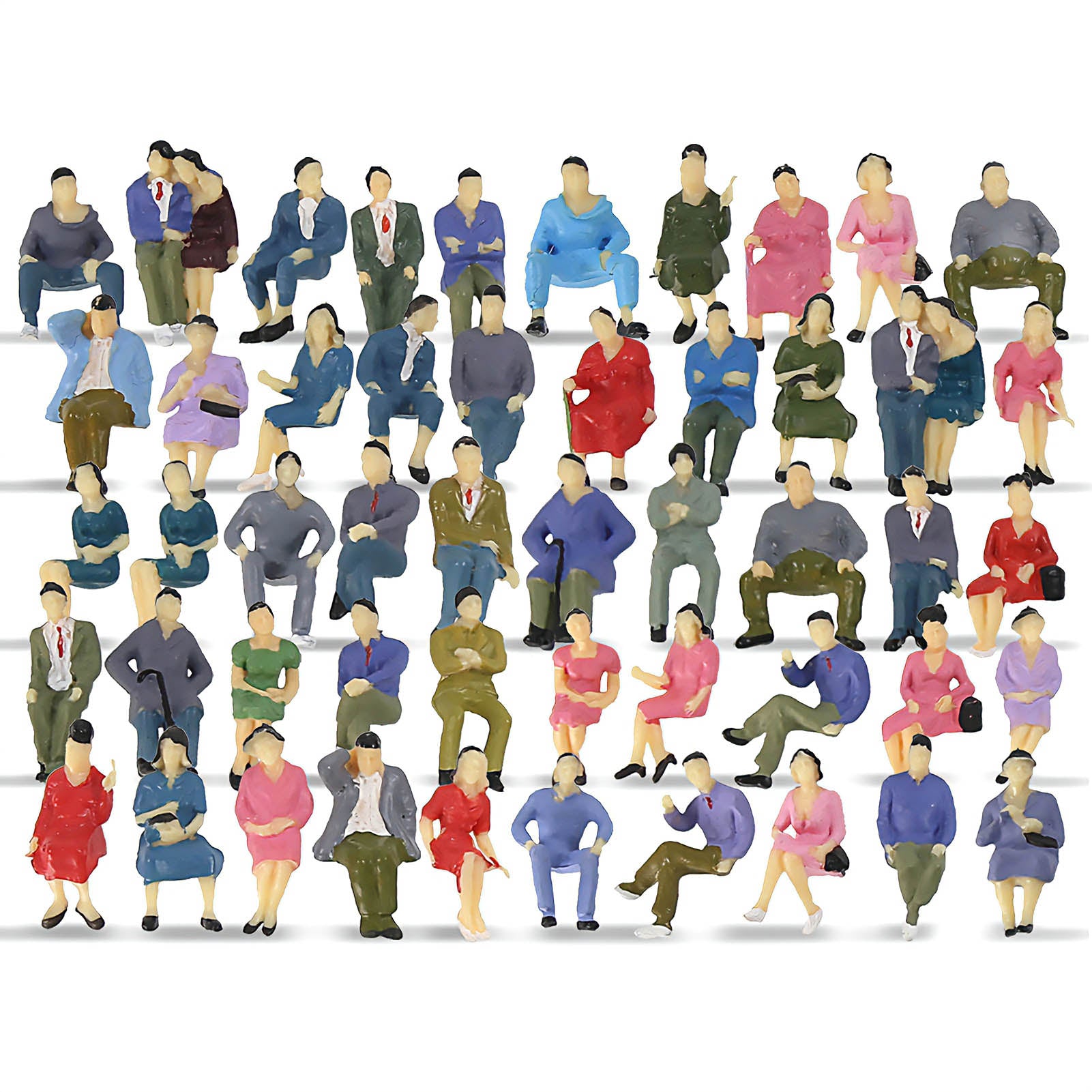 P4302 50pcs O Scale 1:43 All Seated Painted Figures