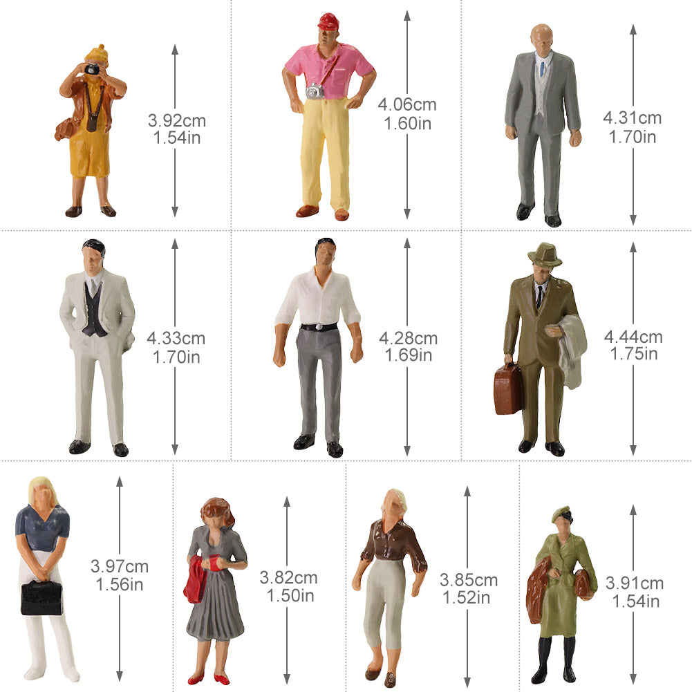 P4307 20pcs O Scale 1:43 Model Trains Scale Standing Figures People Different