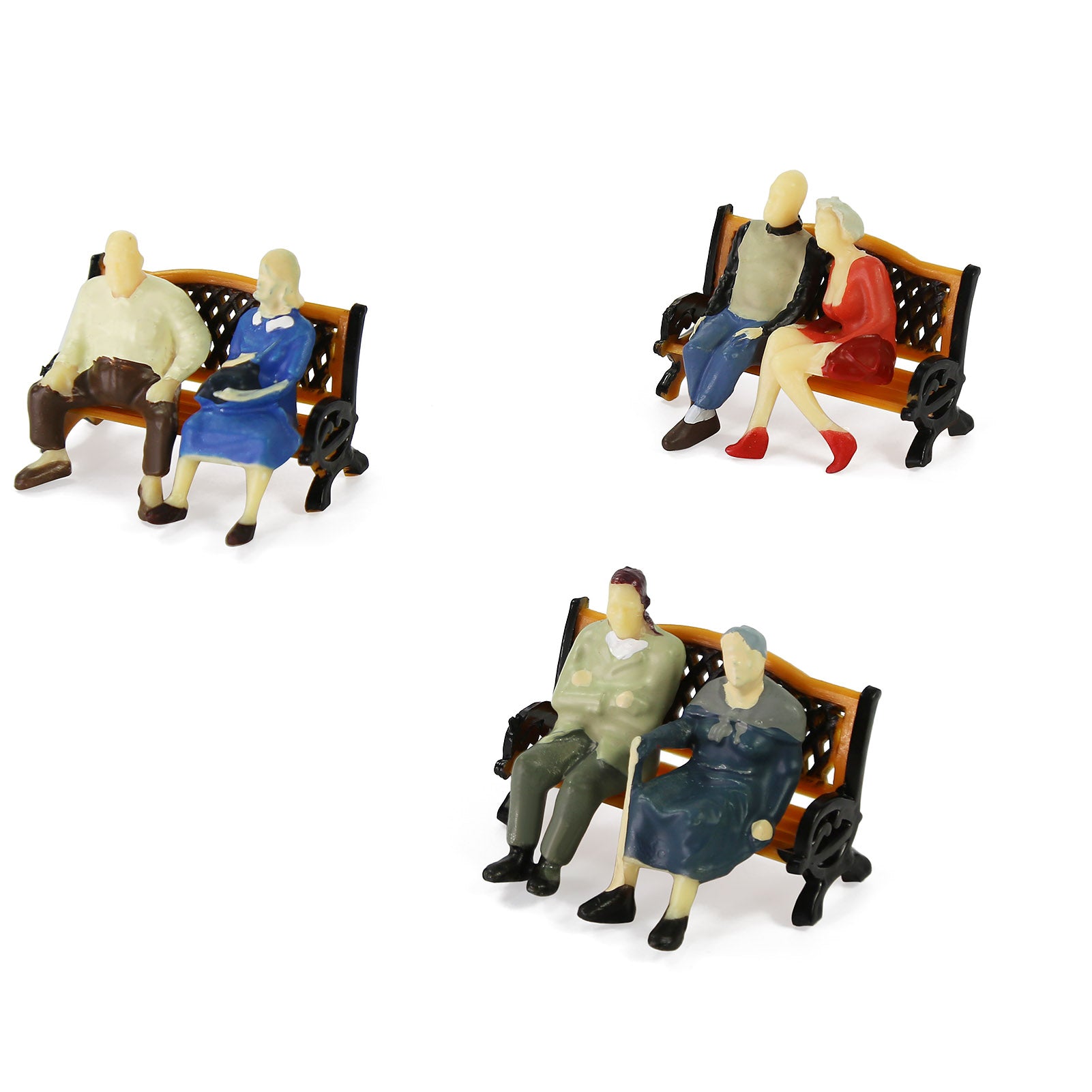 P4804ZY34OB O Scale 1:50 6pcs Seated Figures Painted People with 3pcs Benches