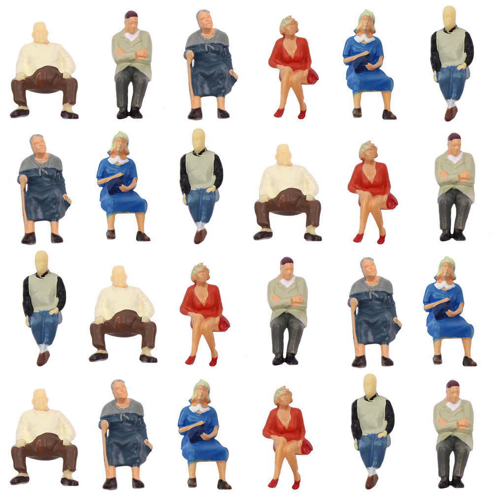 P4804 24pcs O scale 1:50 All Seated Figures Painted People Model Railway