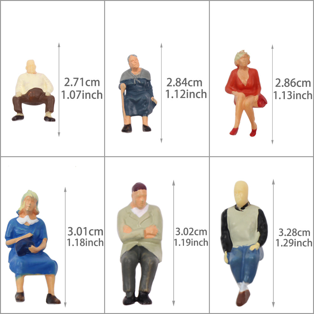 P4804 24pcs O scale 1:50 All Seated Figures Painted People Model Railway