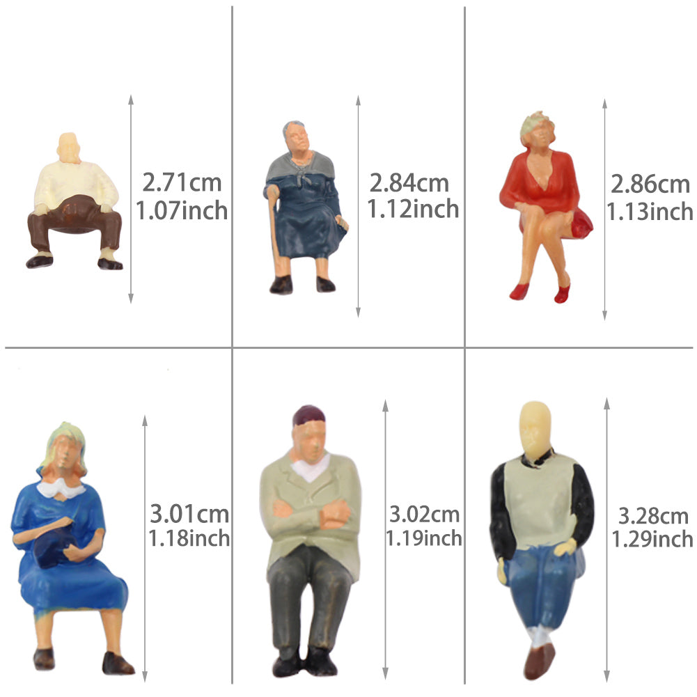 P4804 24pcs O scale 1:50 All Seated Figures Painted People Model Railway