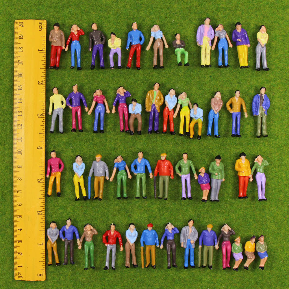 P50W 50pcs O Scale 1:50 Model Trains Painted Figures People Standing Seated