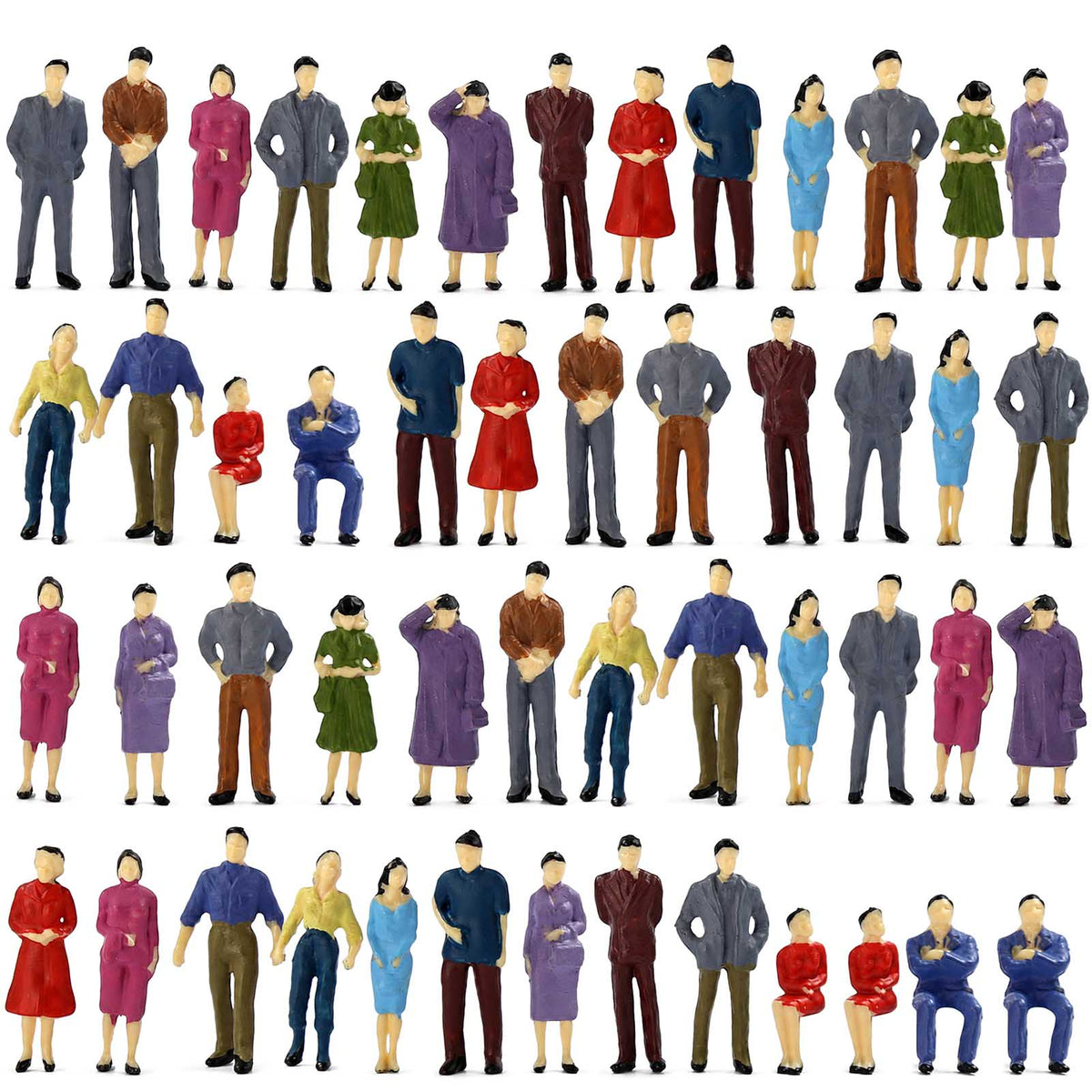 P50 50pcs O Scale 1:50 Sitting Standing Painted Figures People