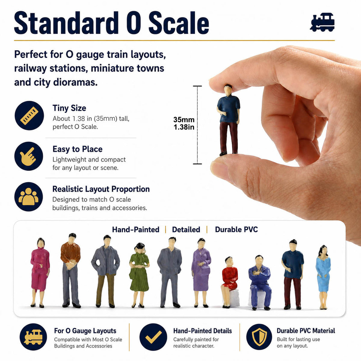 P50 50pcs O Scale 1:50 Sitting Standing Painted Figures People