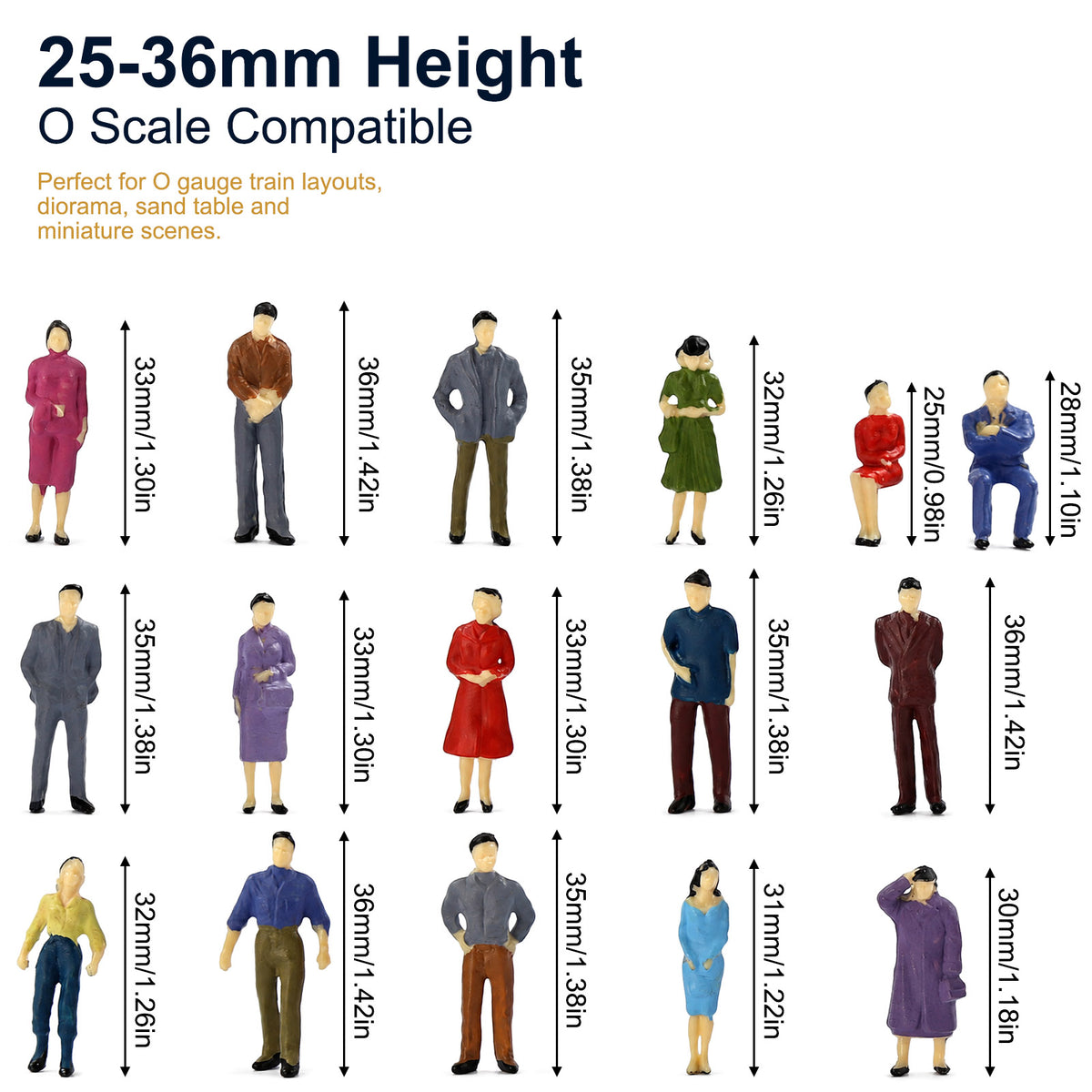 P50 50pcs O Scale 1:50 Sitting Standing Painted Figures People
