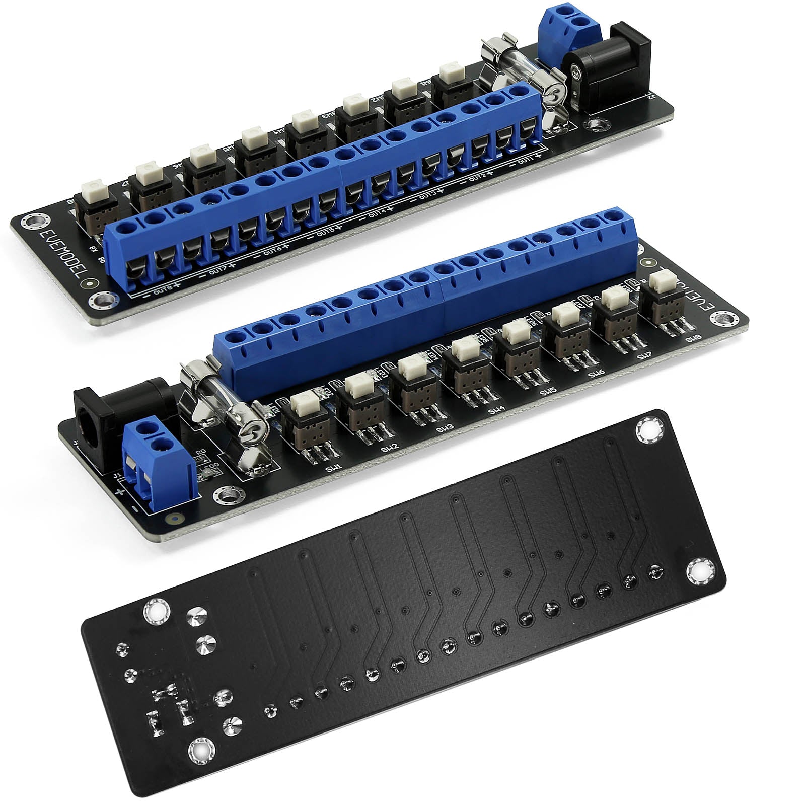 PCB017 1 Unit 3V-24V DC Power Distribution 12 Channels OR 8 Channels Module Push-Button Switch