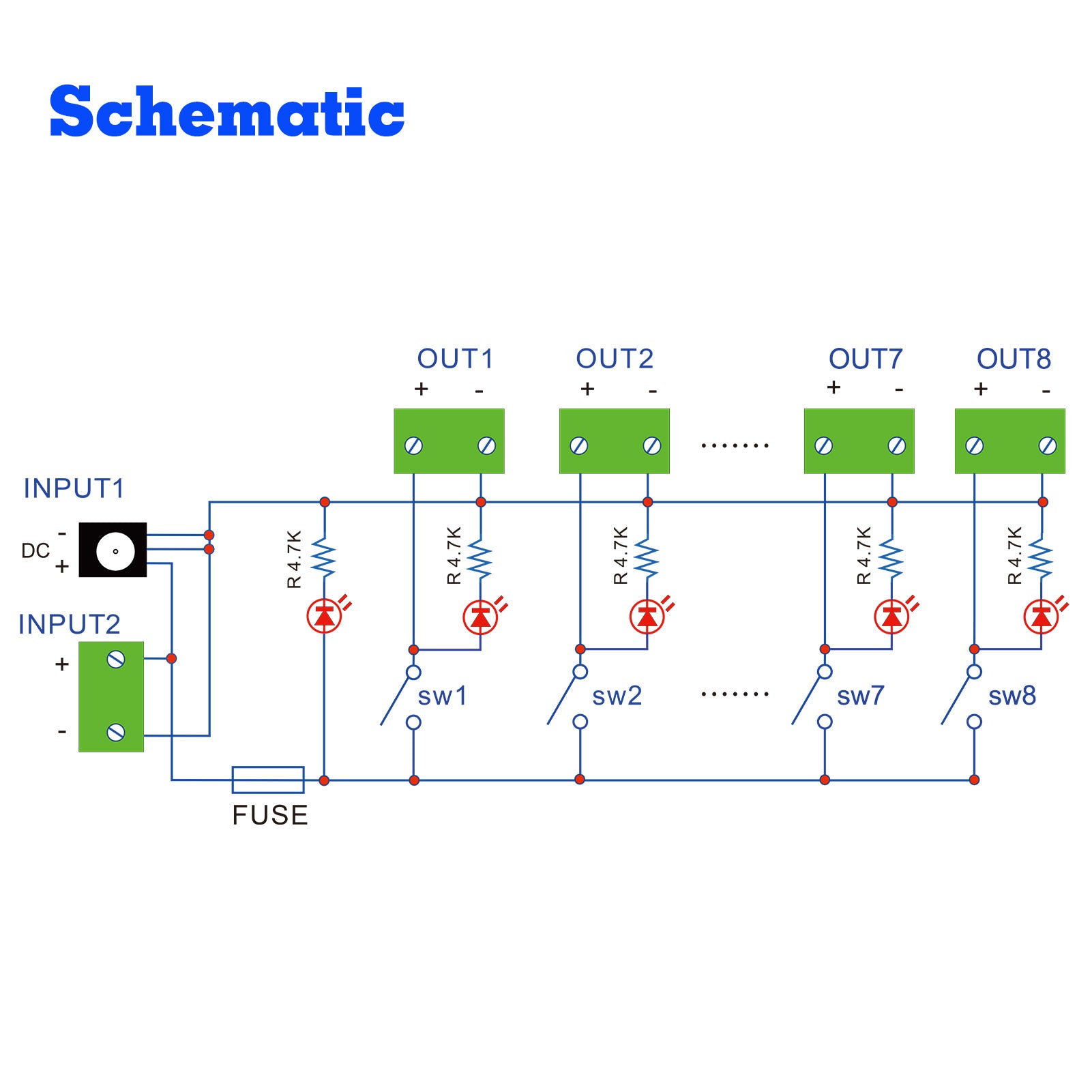 PCB019 1 Unit 3V-24V DC Individual Toggle Switch Power Distribution Module