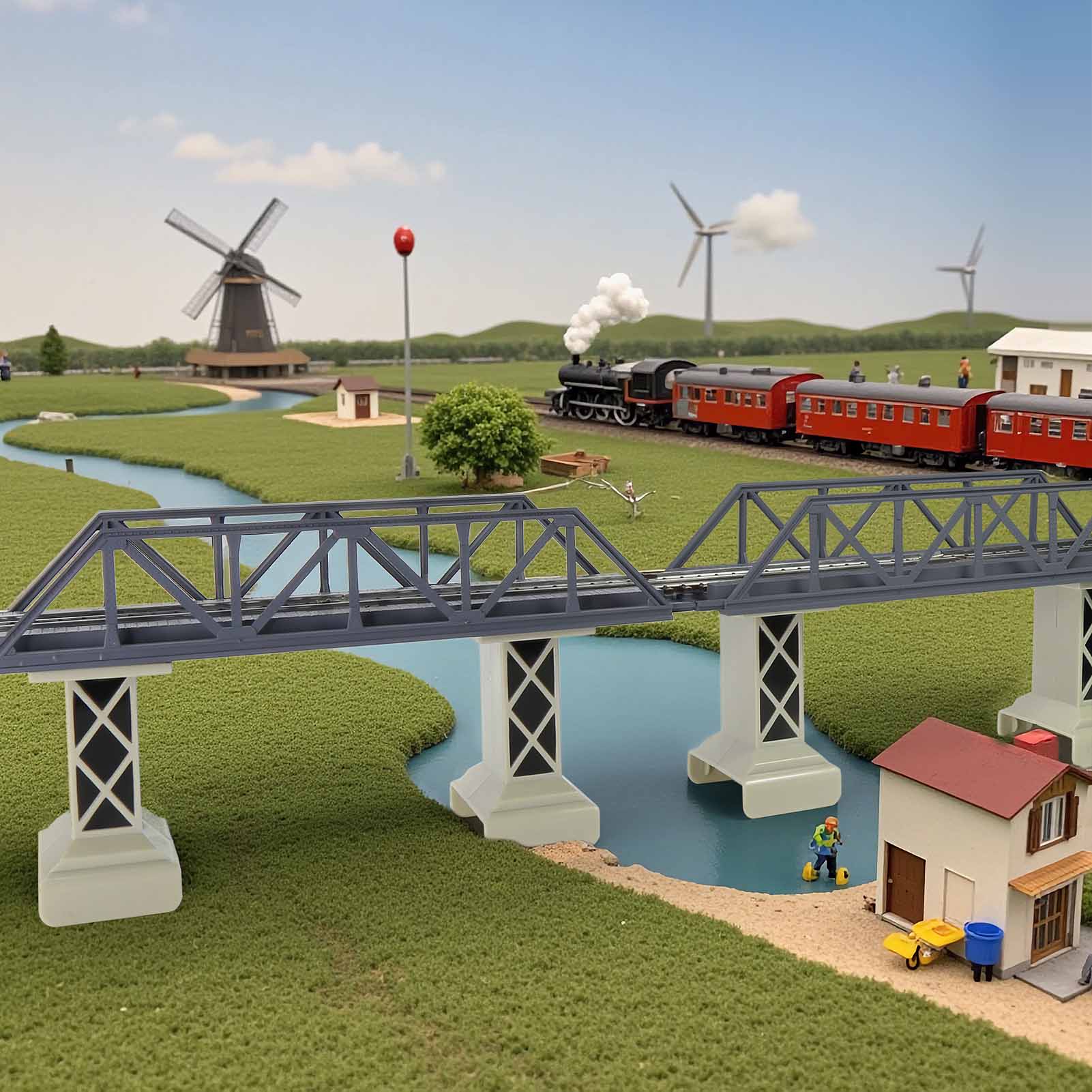 QLF32 1 Unit HO Scale 1:87 Model Truss Bridge Single-Track Kit for Model Railroad