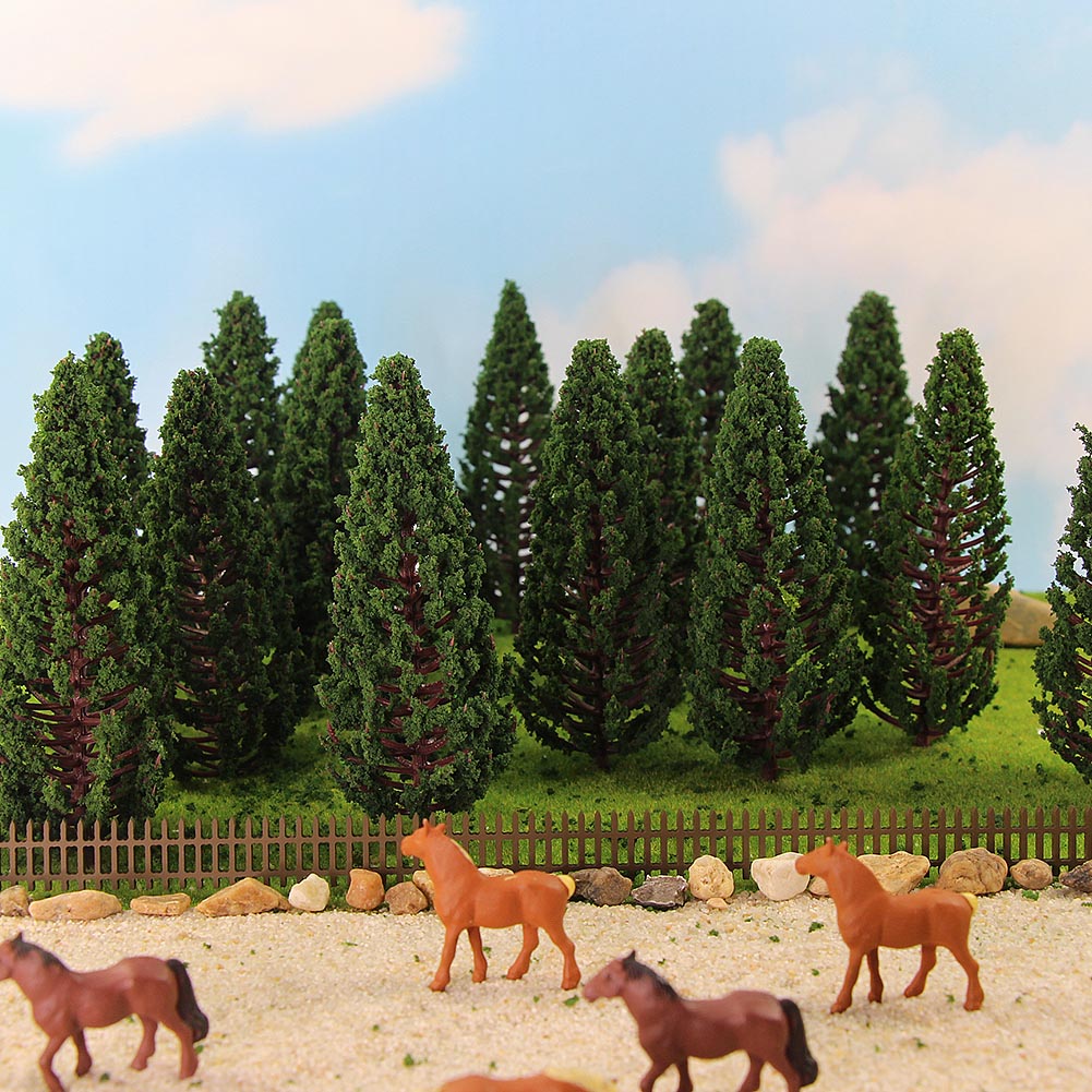 S11040 20pcs OO O Scale 1:75 Model Pine Trees For Railway Layout 11cm