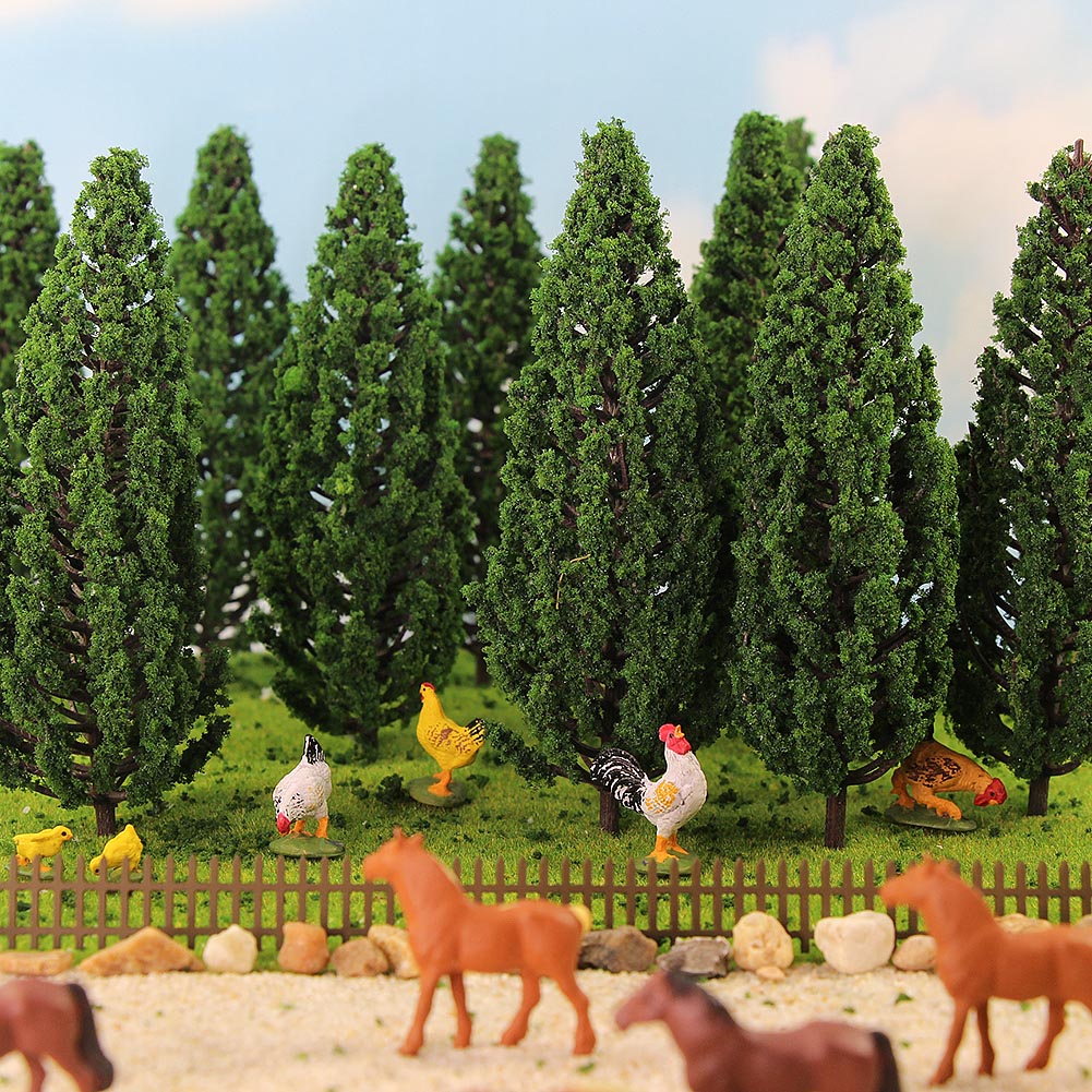S13045 10pcs O Scale 1:50 Model Pine Trees Railway Layout 12.5cm Plastic