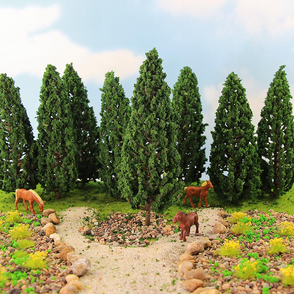 S13045 10pcs O Scale 1:50 Model Pine Trees Railway Layout 12.5cm Plastic