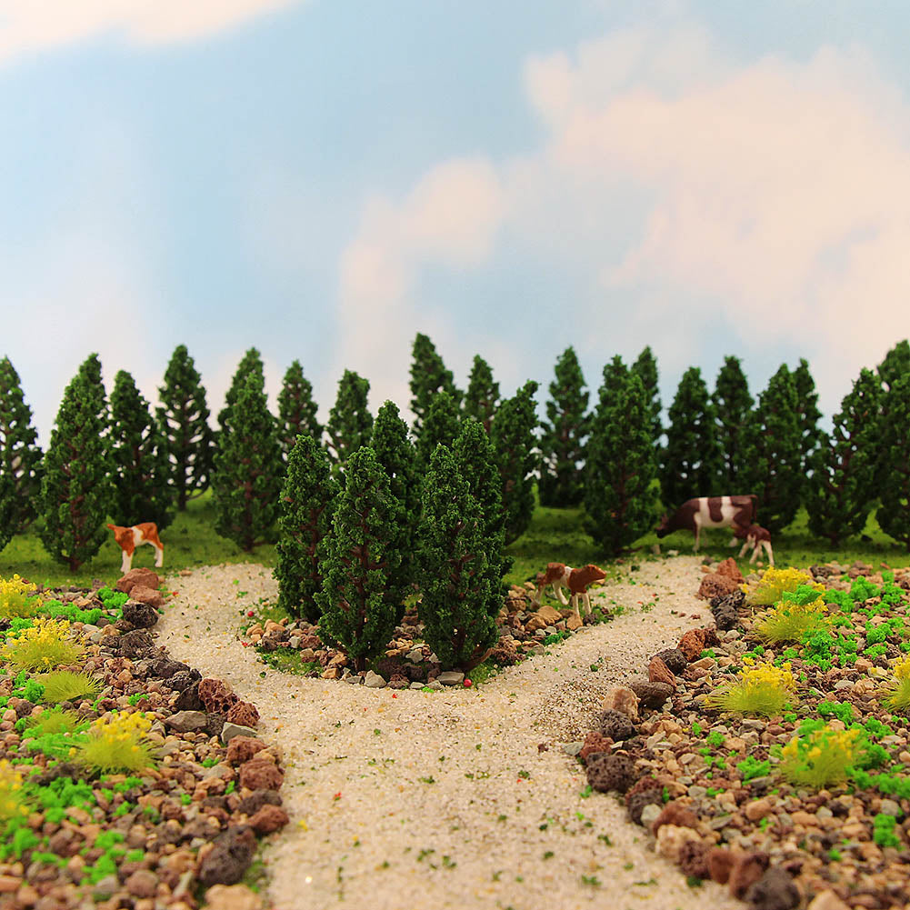 S6823 40pcs N TT Scale 1:100 Model Pine Trees Green Railway Layout 6cm