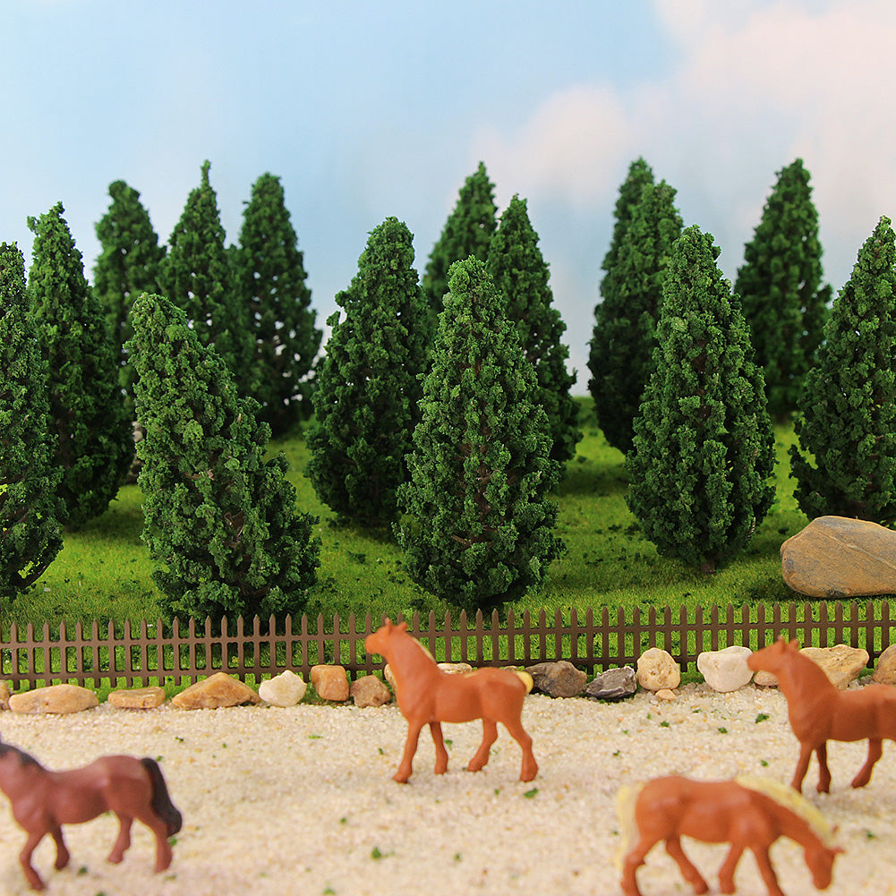 S9536 20pcs HO OO Scale 1:75 Model Train Pine Trees Green For Layout 85mm