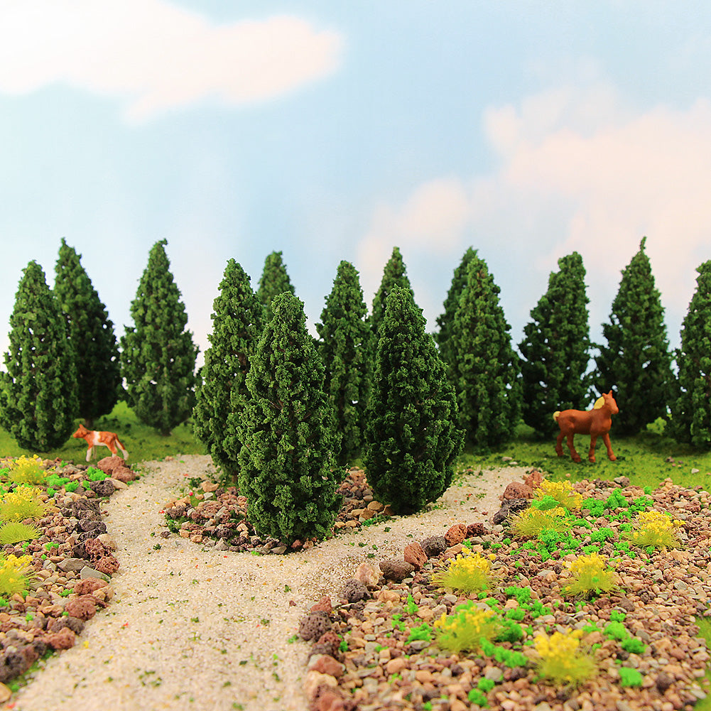 S9536 20pcs HO OO Scale 1:75 Model Train Pine Trees Green For Layout 85mm