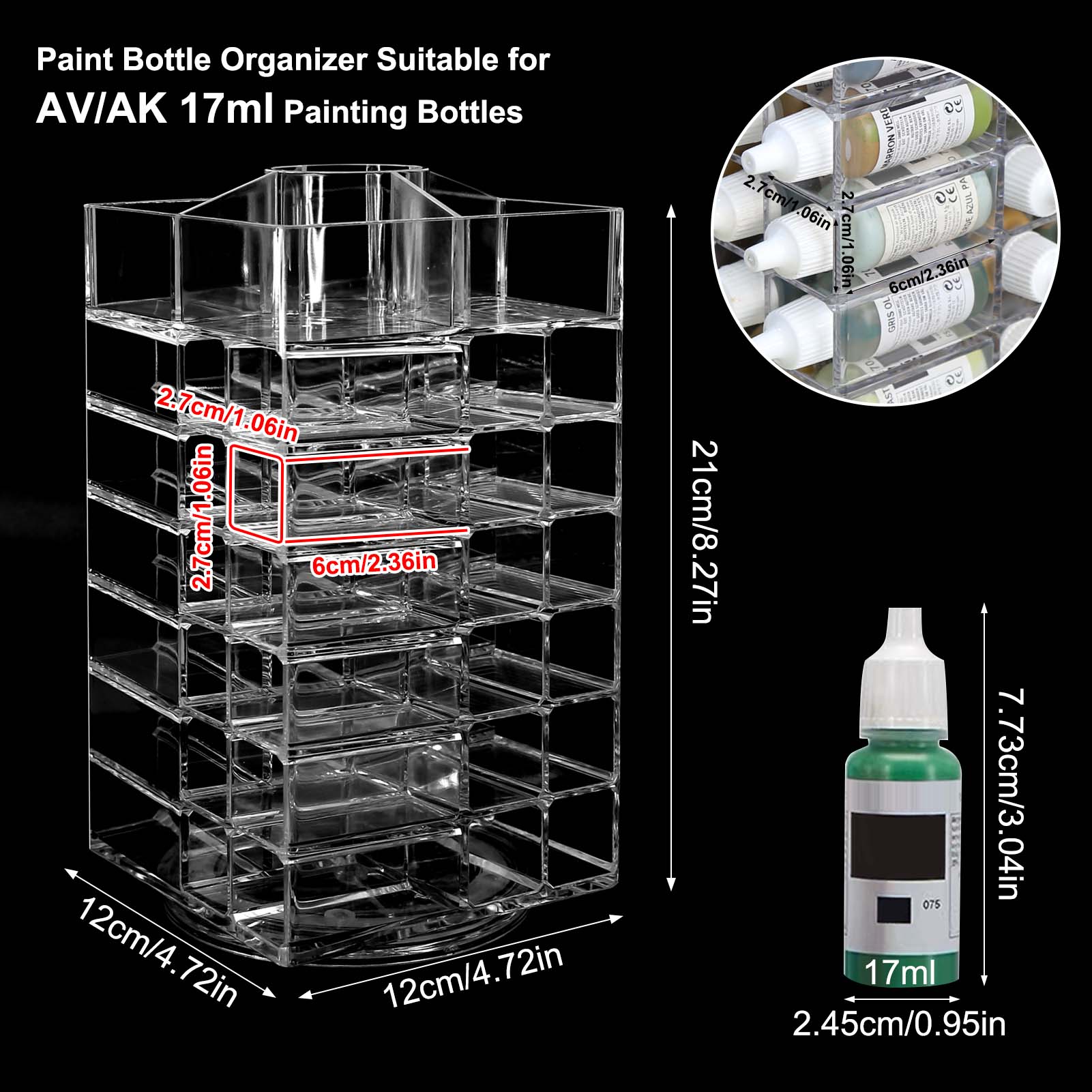 SN02 1 Set Model Painting Organizer Pigment Bottle Spinning Rack Holder Shelf