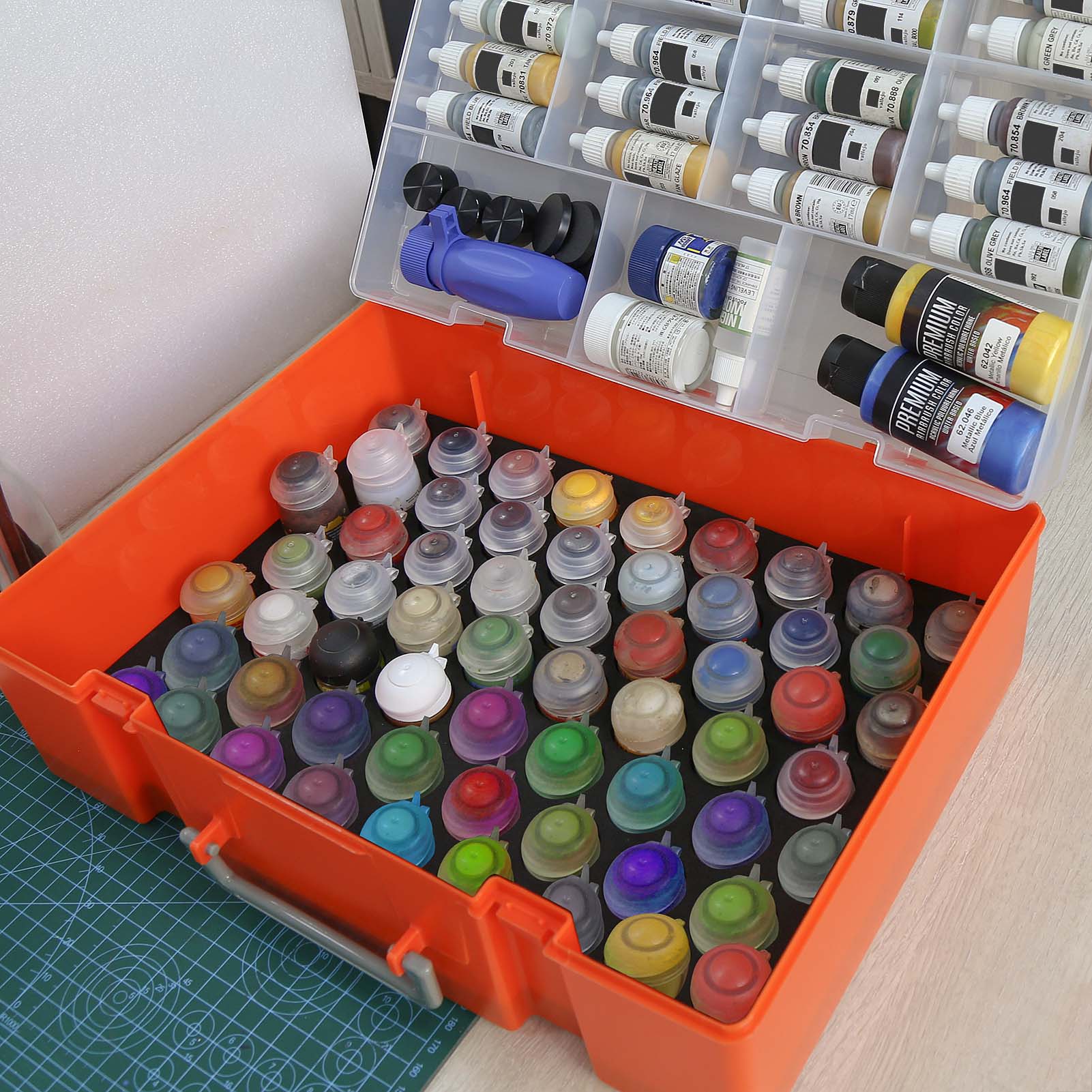 SN03S 1 Unit Model Paint Pigment Bottle Storage Suitcase Dual-layer Portable