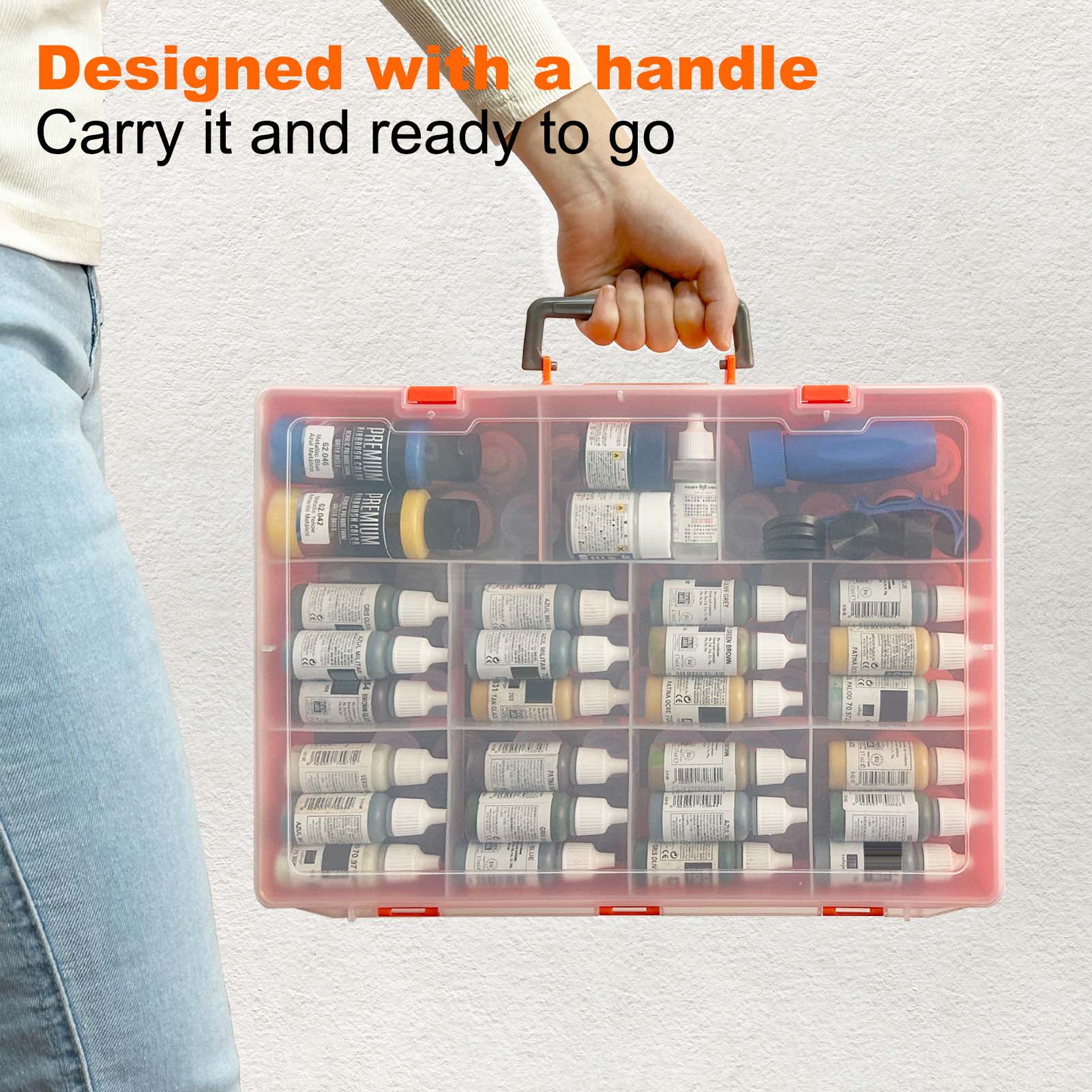SN03S 1 Unit Model Paint Pigment Bottle Storage Suitcase Dual-layer Portable